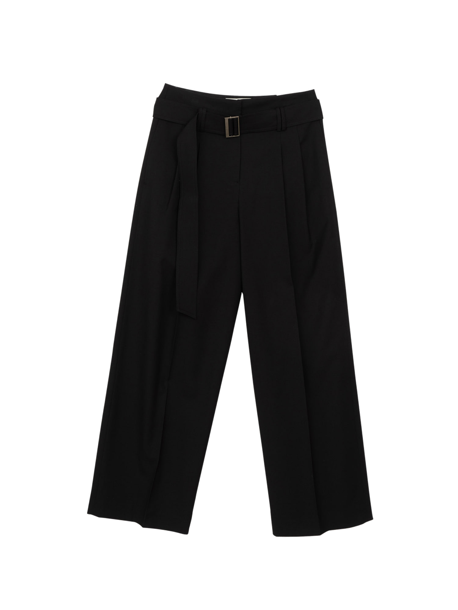 Semi Low-rise Belted Trousers - Black