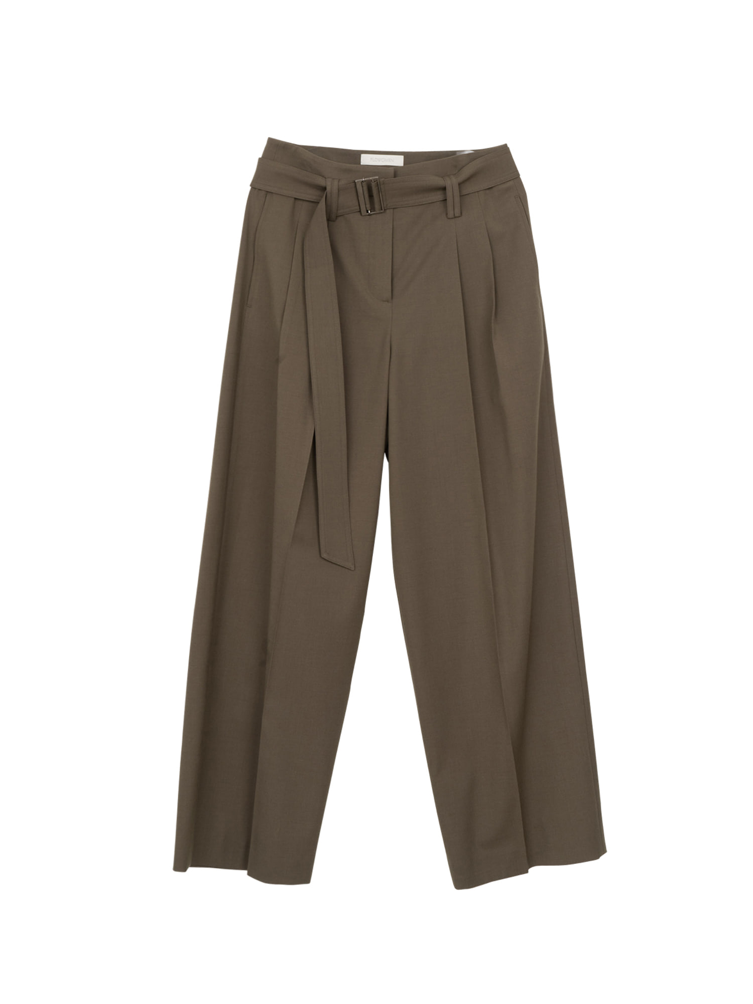 Semi Low-rise Belted Trousers - Olive Brown