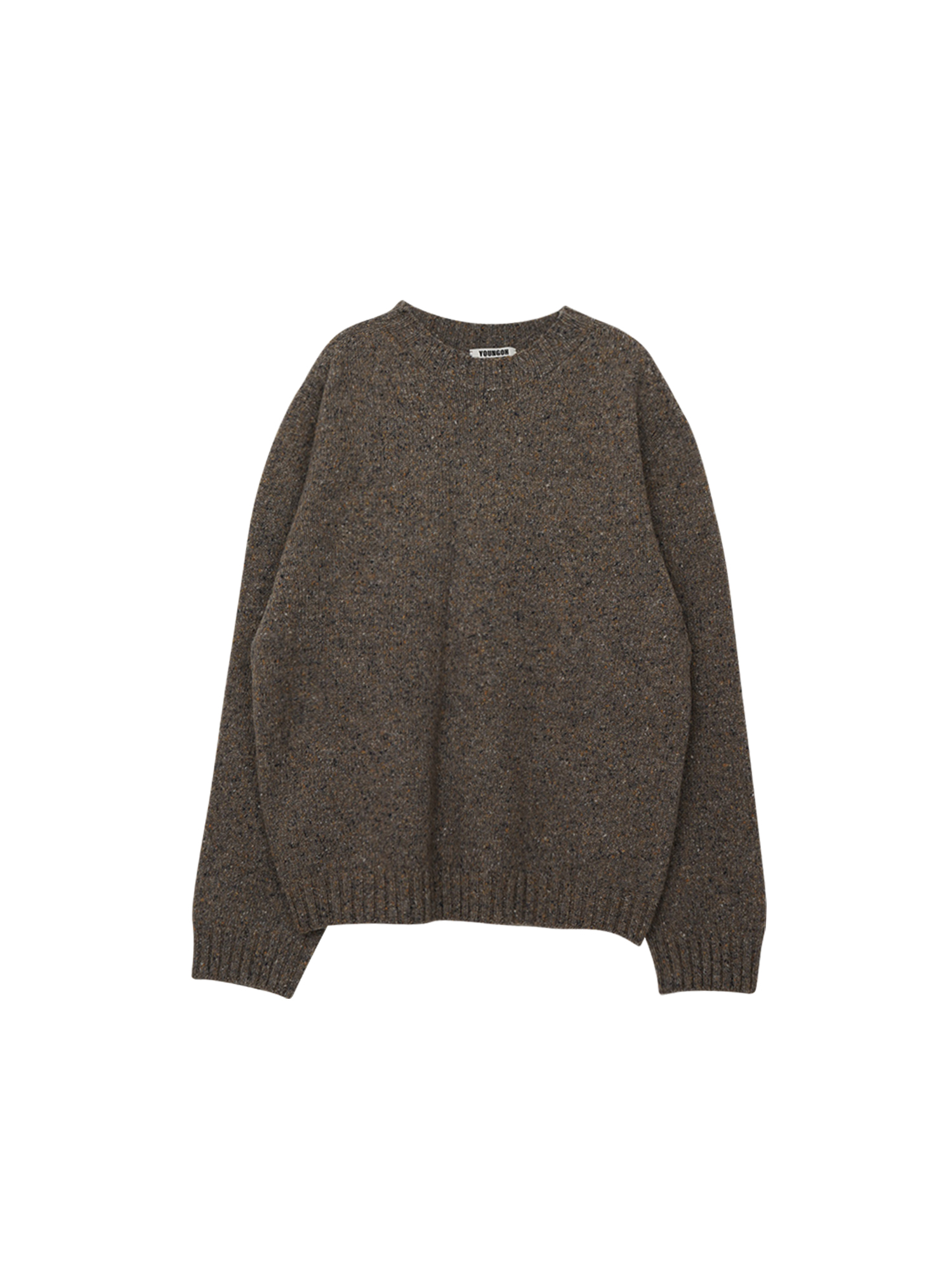 Whole Garment Alpaca Nepped Knit - Melange Brown