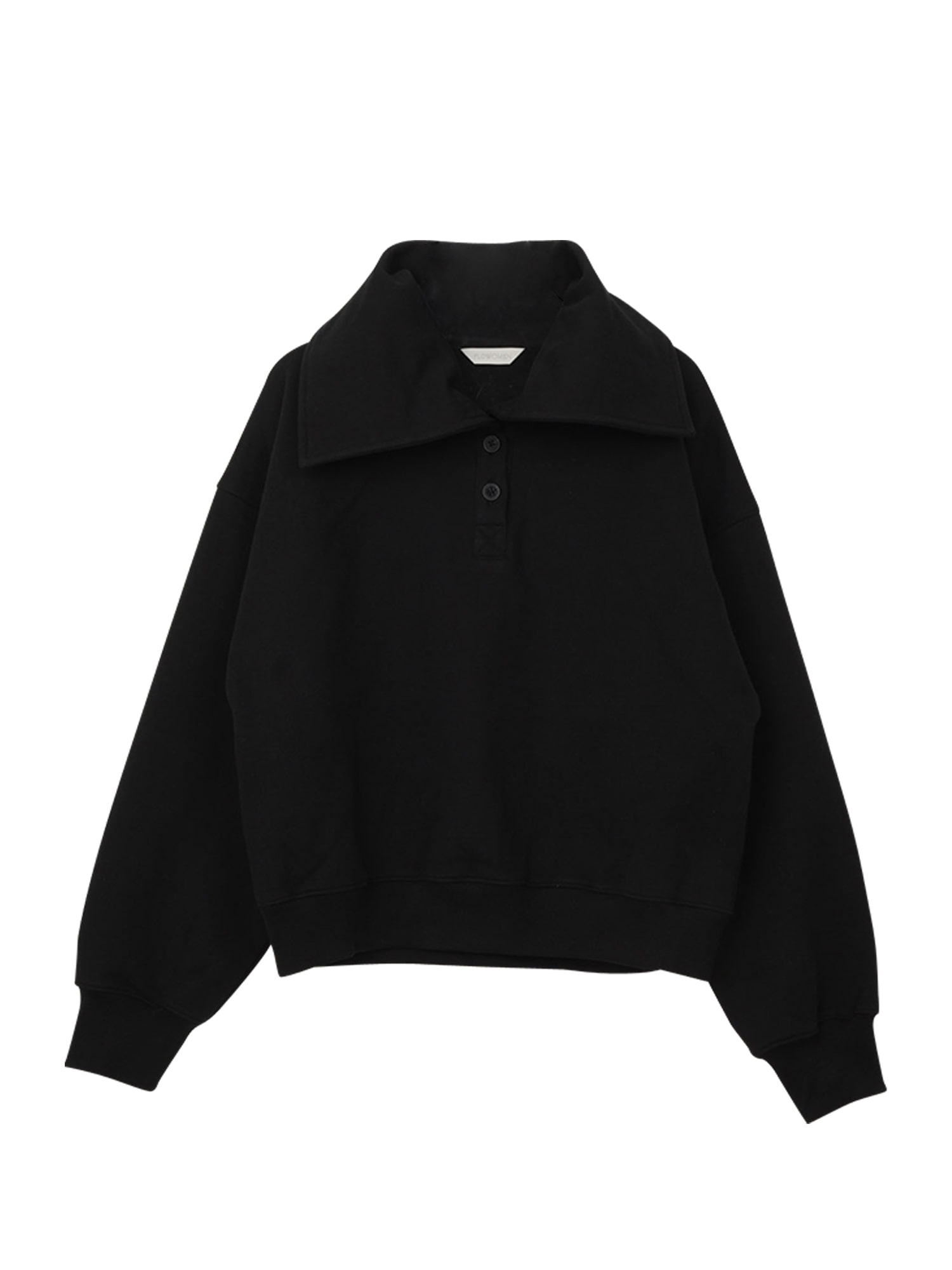 Button Collar Sweatshirt - Black