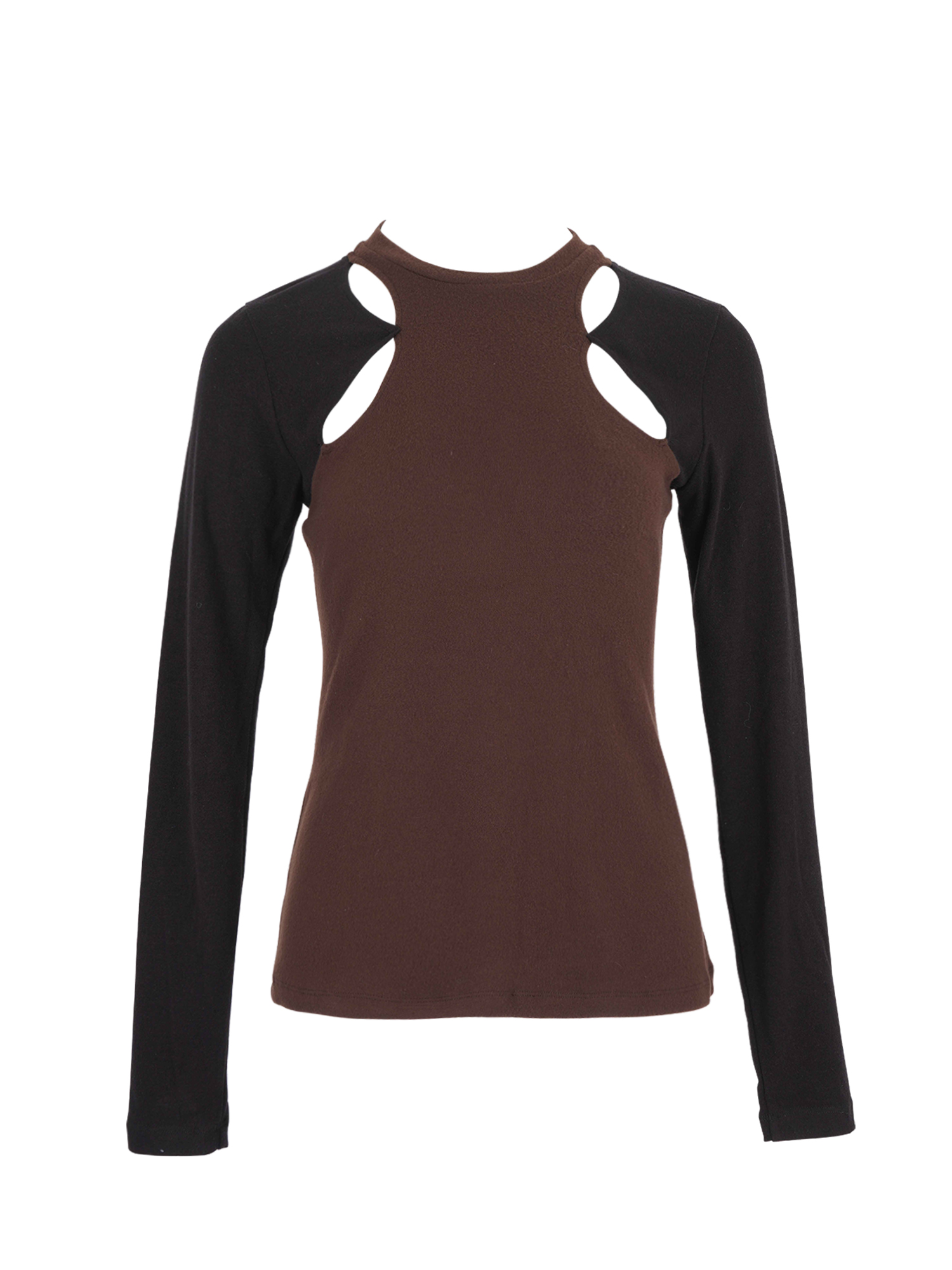 Cut-out Long Sleeve Knit - Brown
