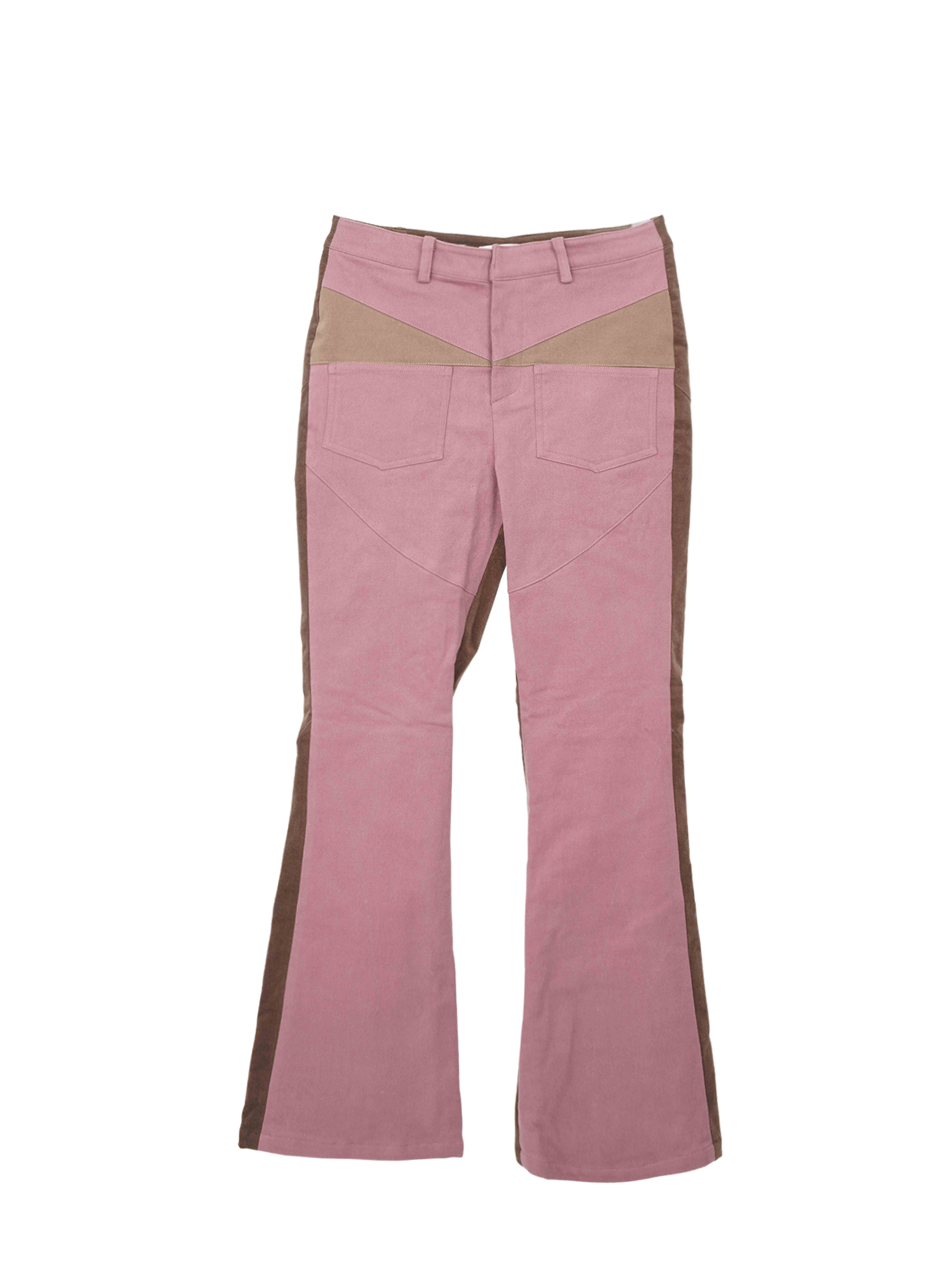 Cotton Velvet Contrast Pants - Pink brown