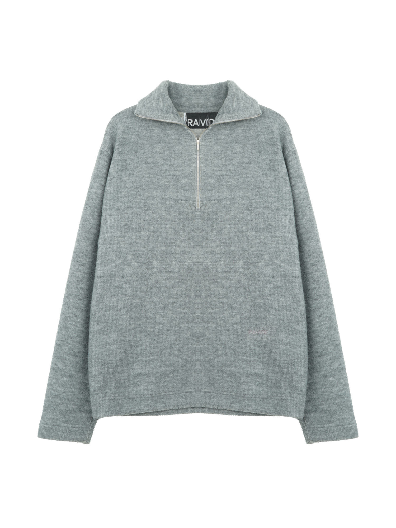 Zip Collar Knit Sweater - Grey