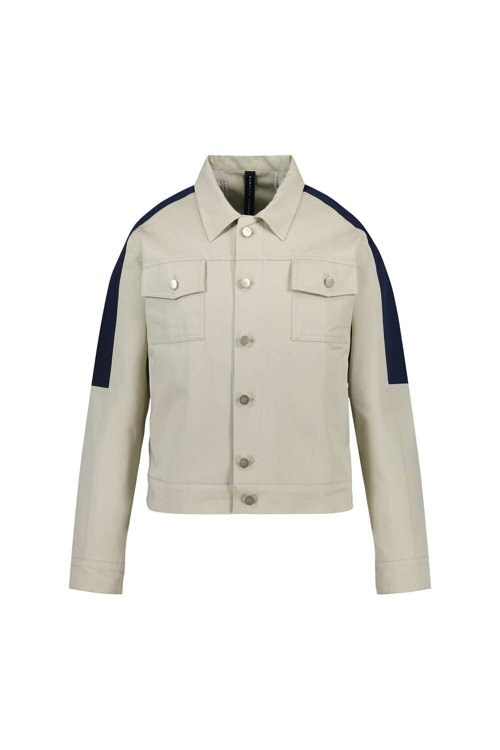 Cotton Trucker Jacket - Ivory/Navy