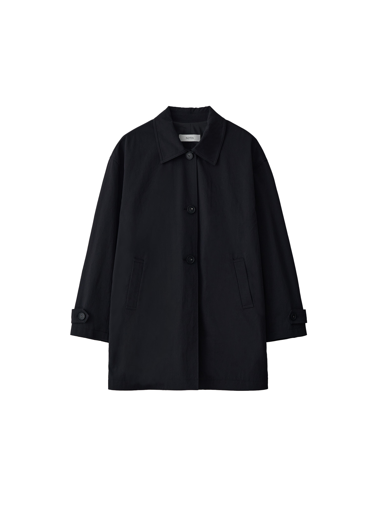 Button Up Half Mac Coat - Black