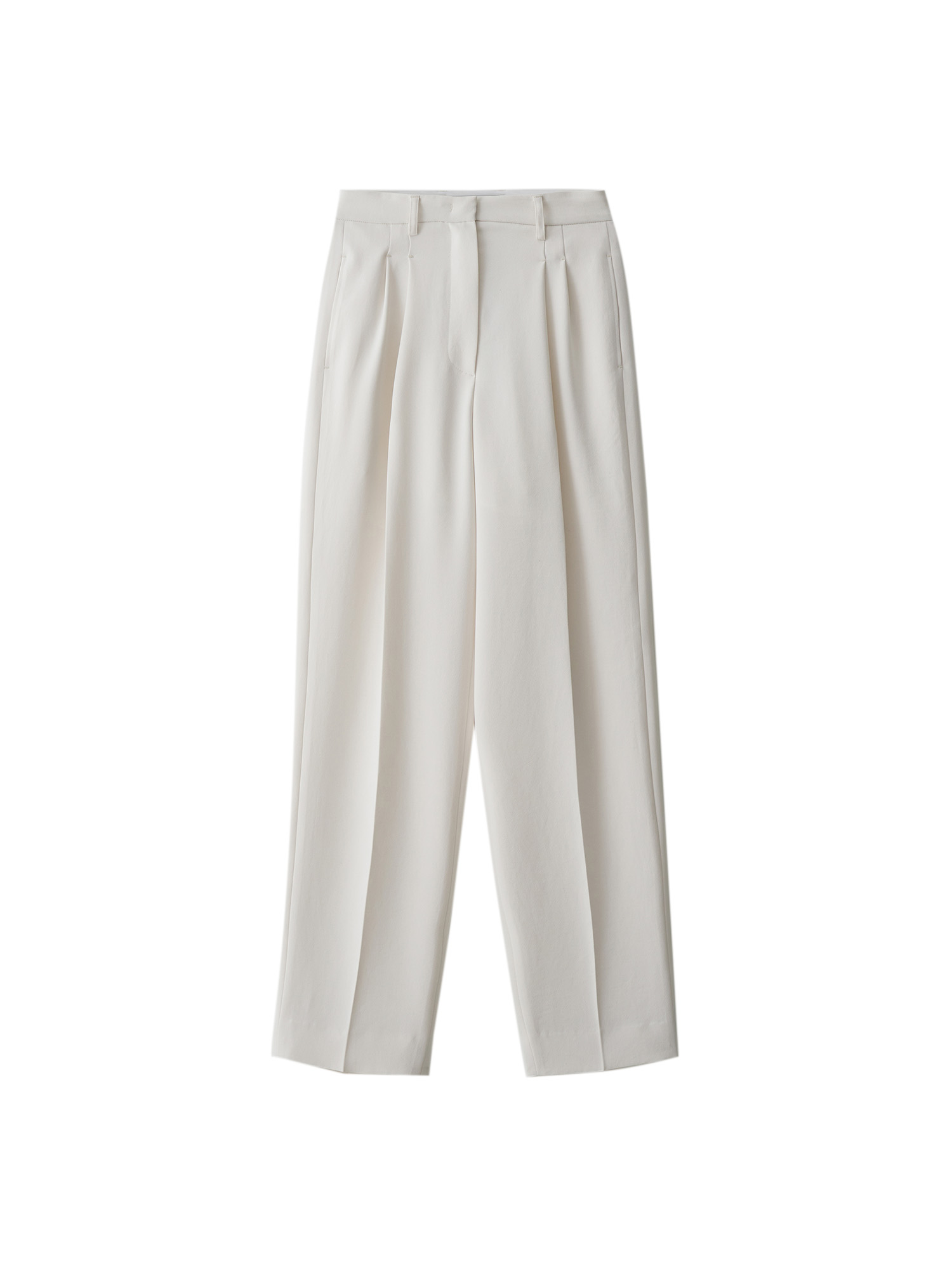 Relaxed Fit Two Tuck Pants - Ivory