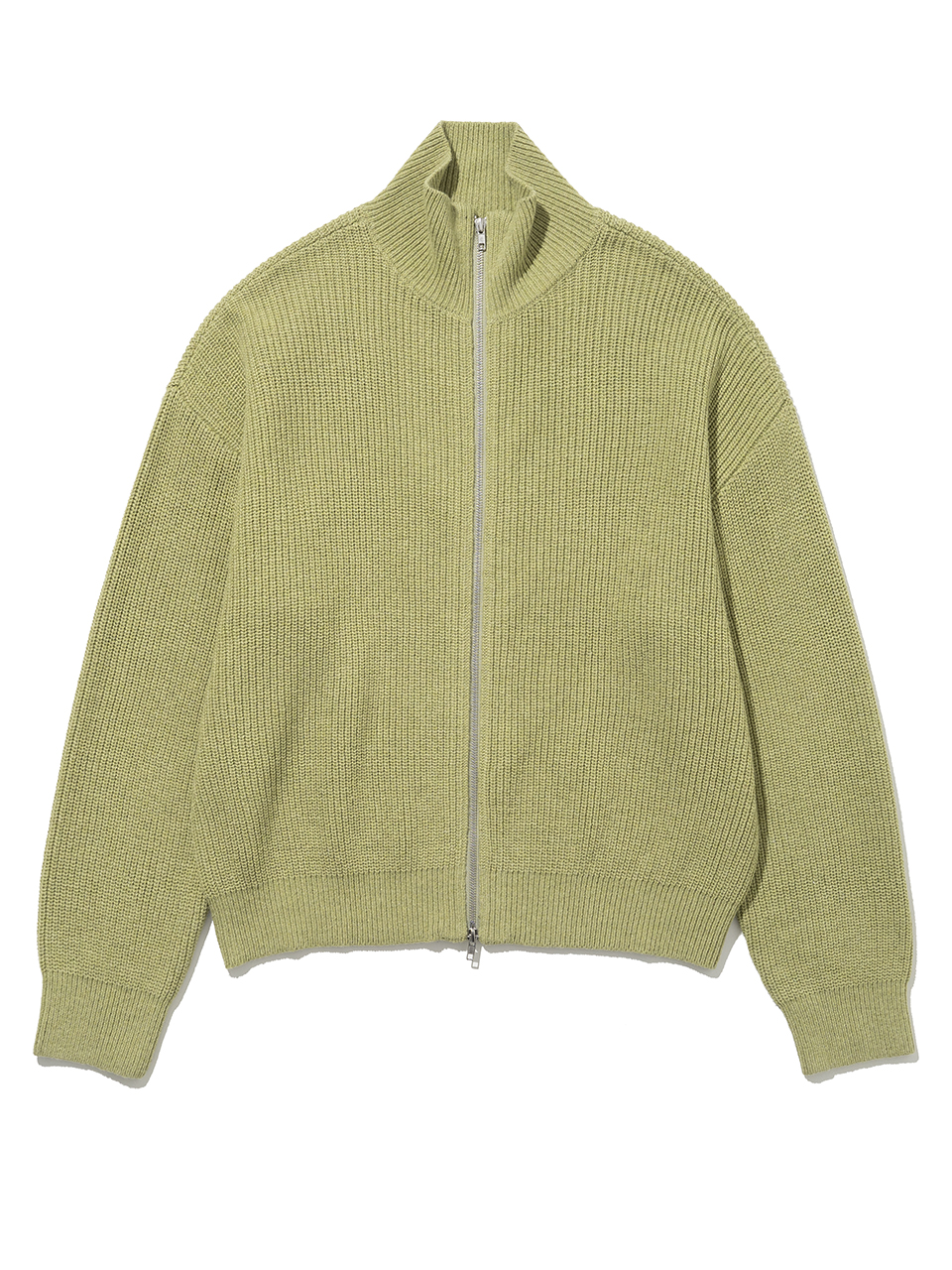 Plain Knit Zip-up - Lime