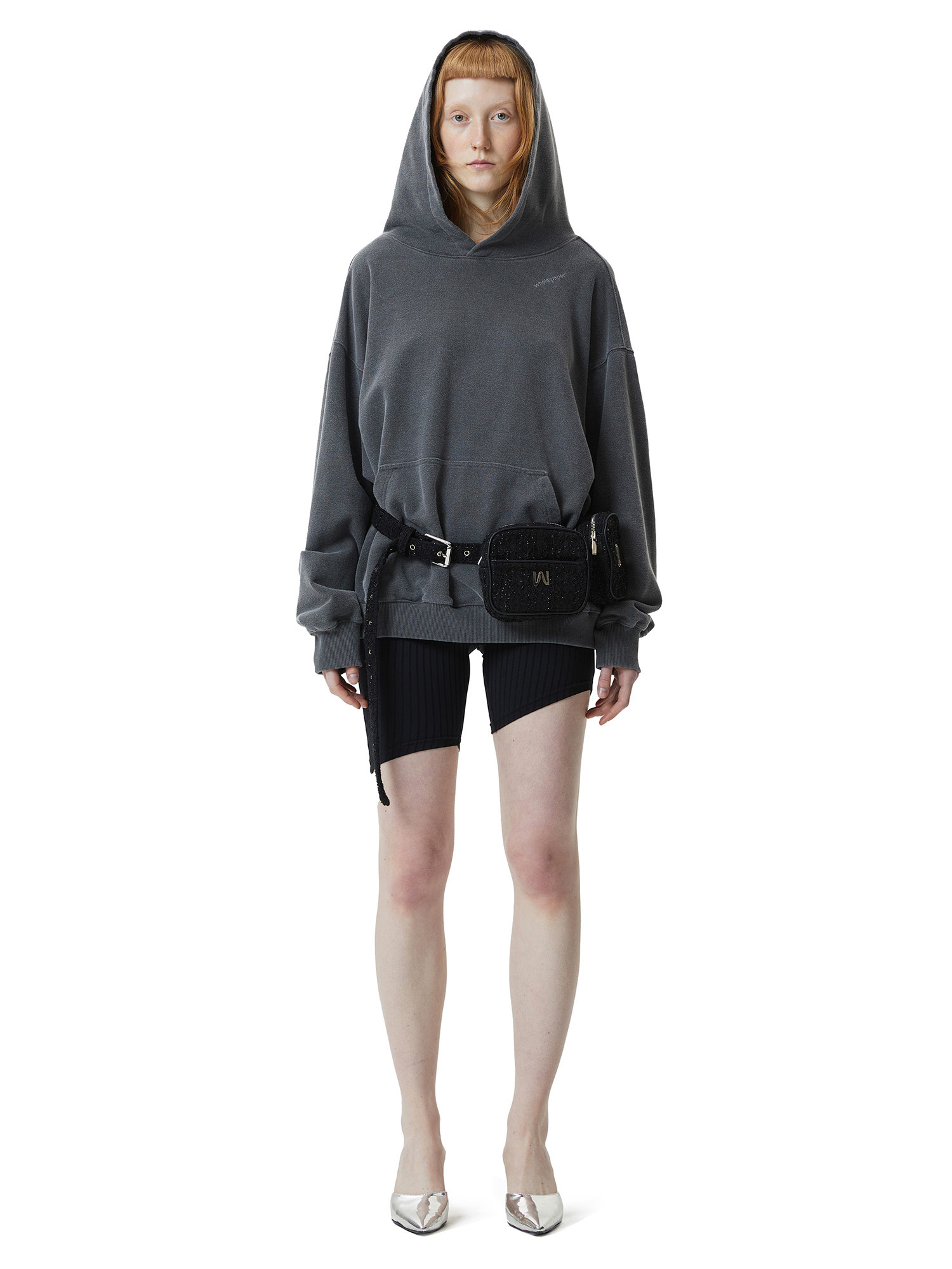 Cut-Out Pigment Hoodie - Charcoal
