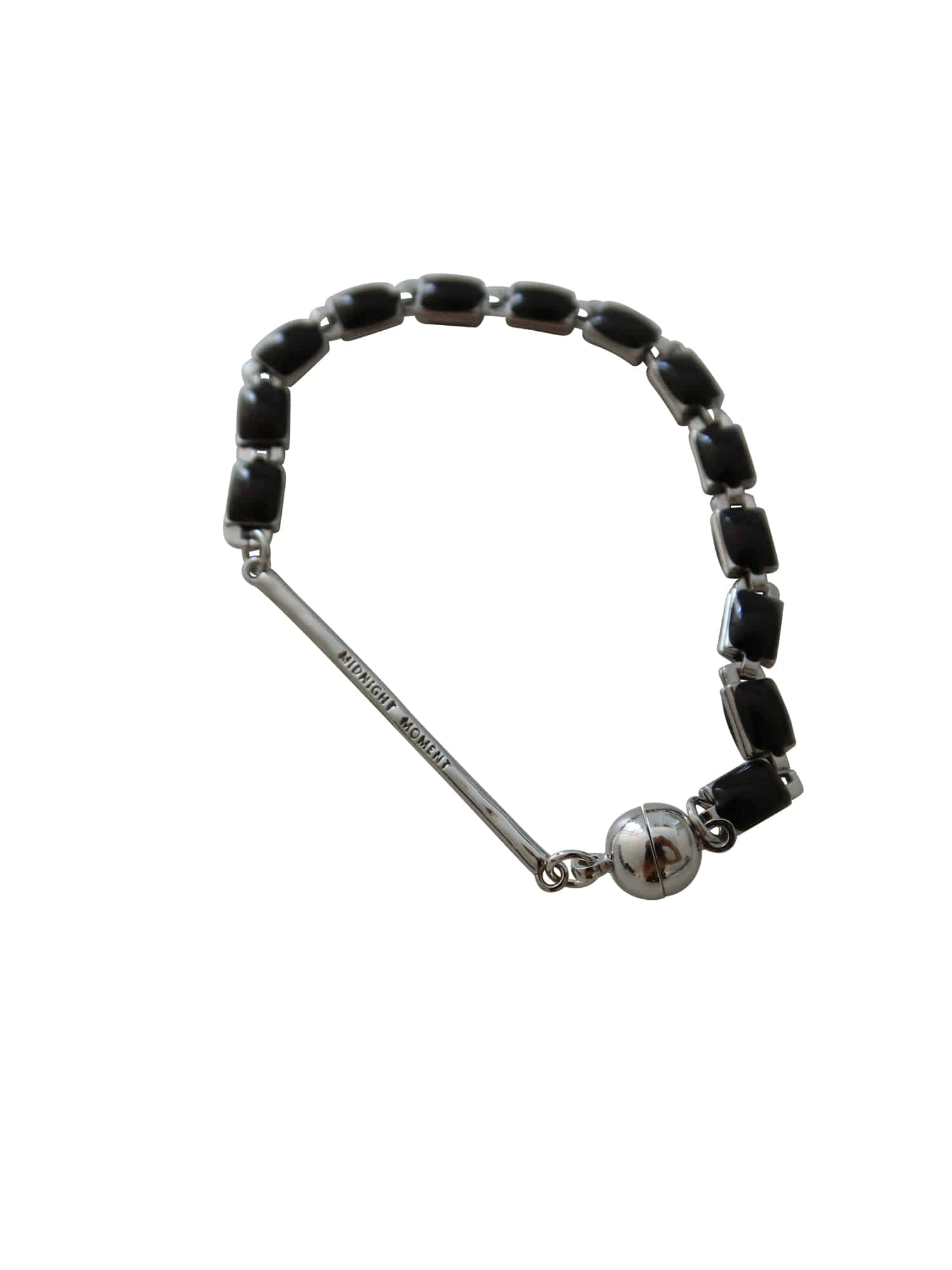 Black Square Chain Bracelet - Silver