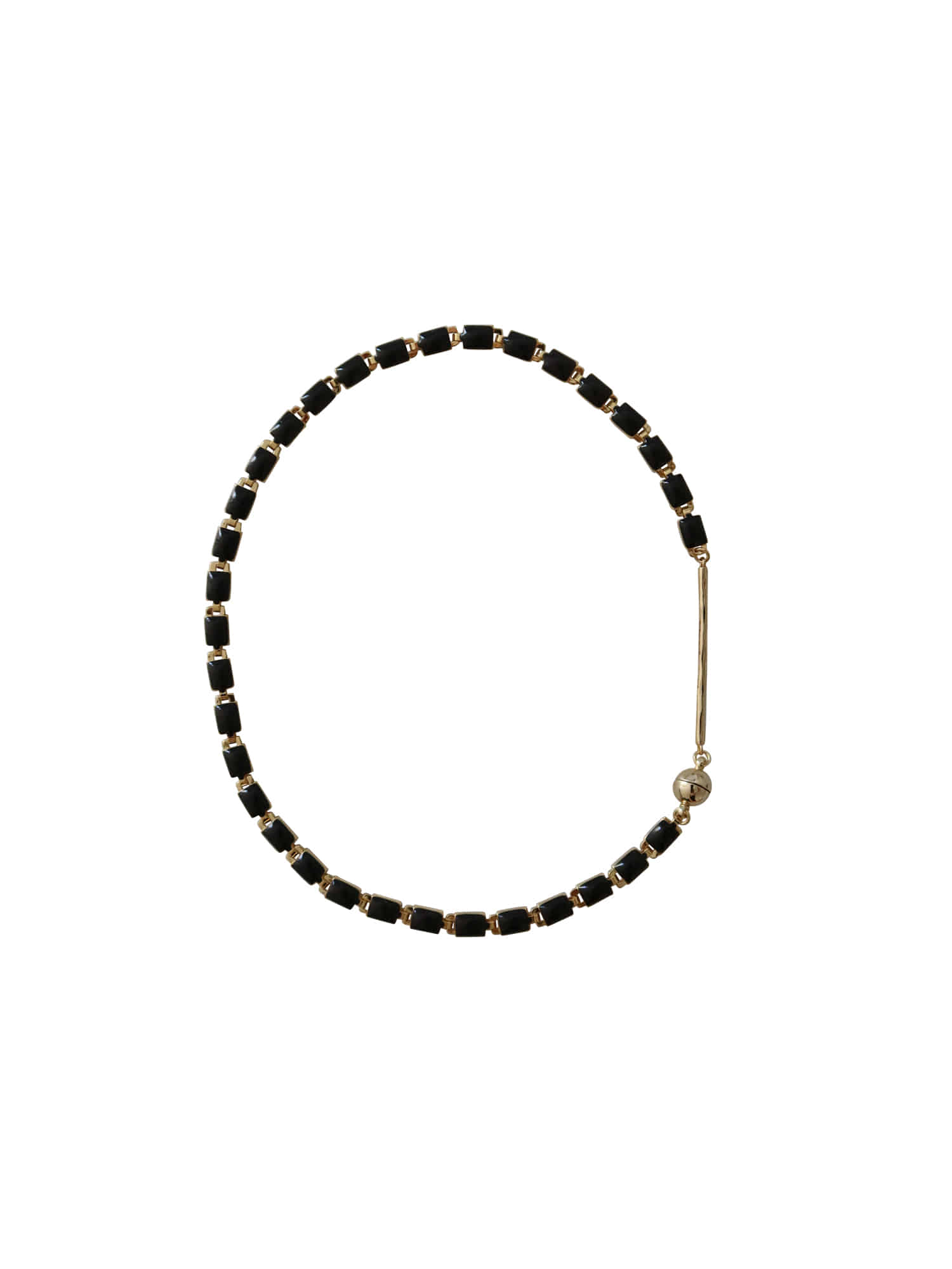 Black Square Chain Necklace - Gold