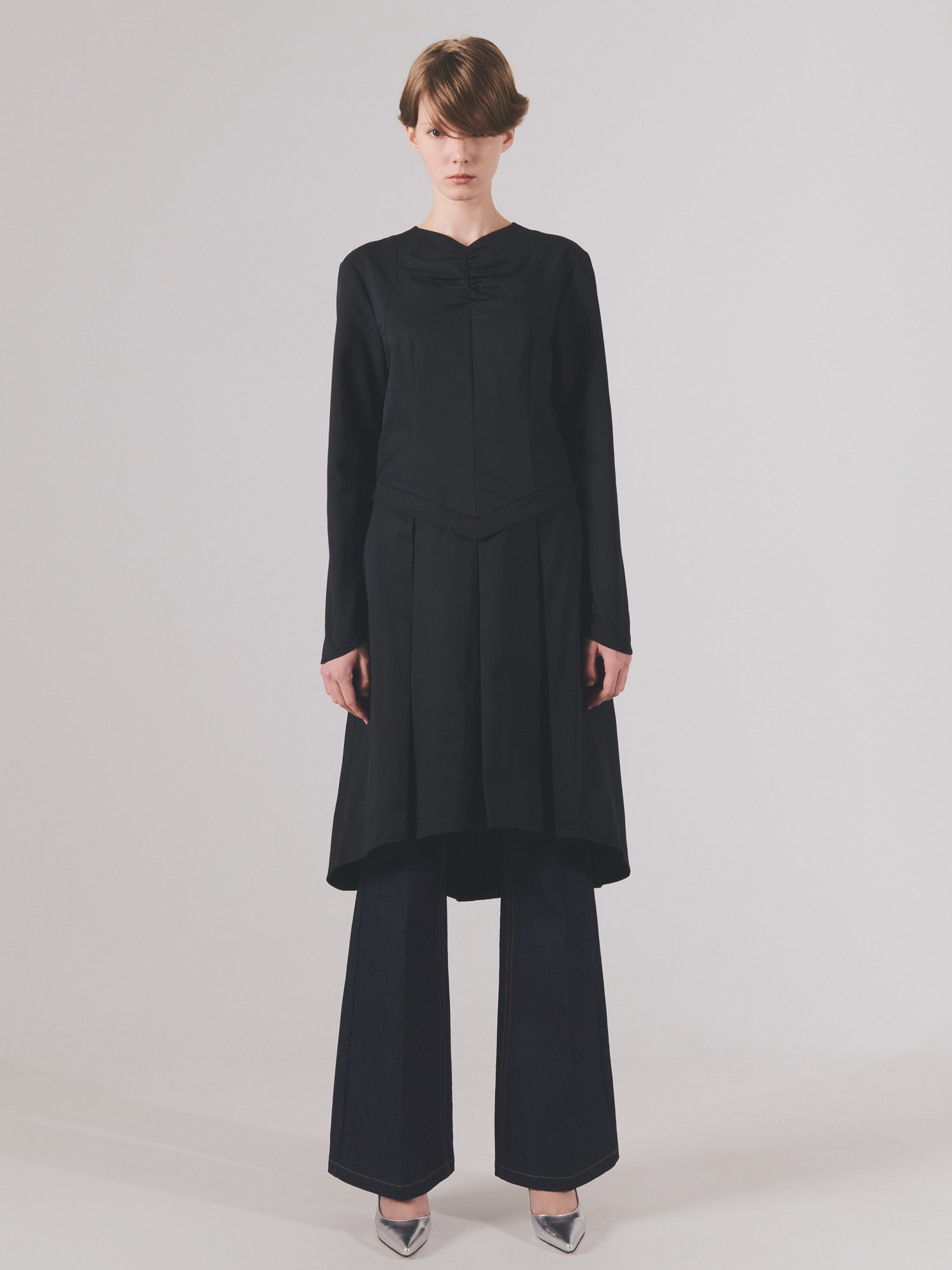 Pleated Midi Dress - Black