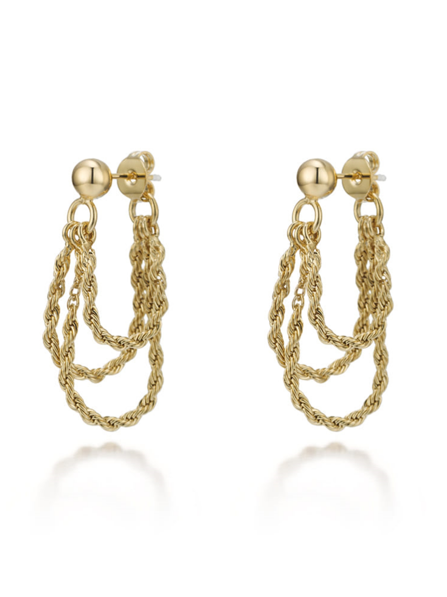 Triyaa Layered Drop Earrings Gold