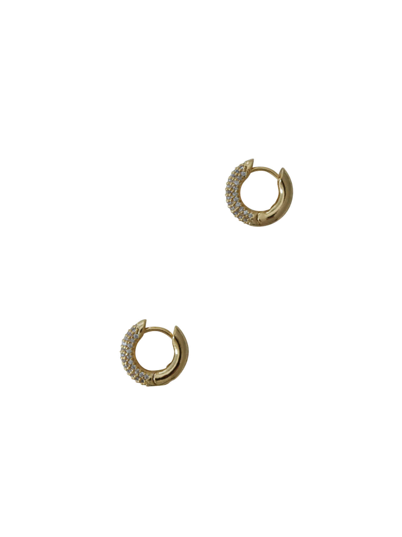 Pave One Touch Earring - Gold