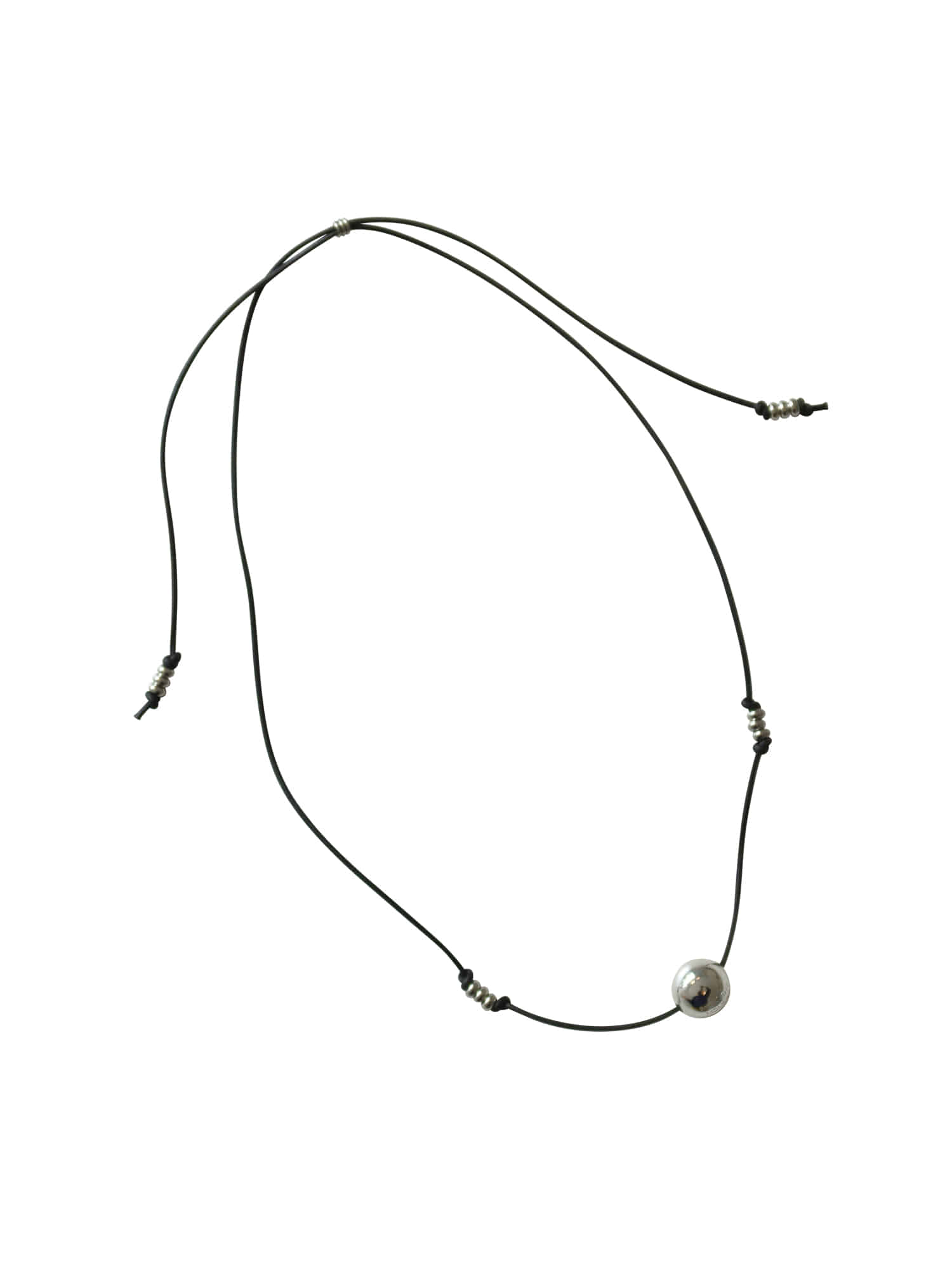 Pierce Ball String Necklace - Black