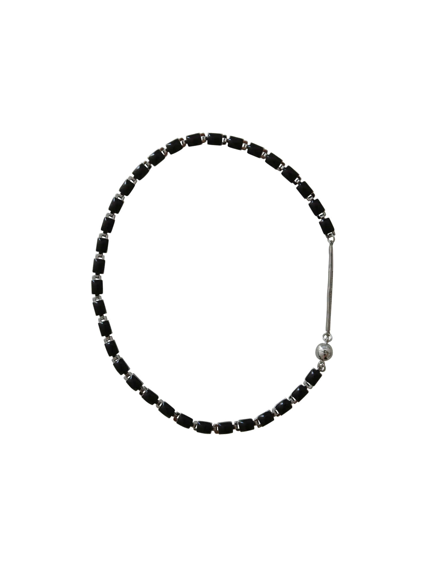 Black Square Chain Necklace - Silver