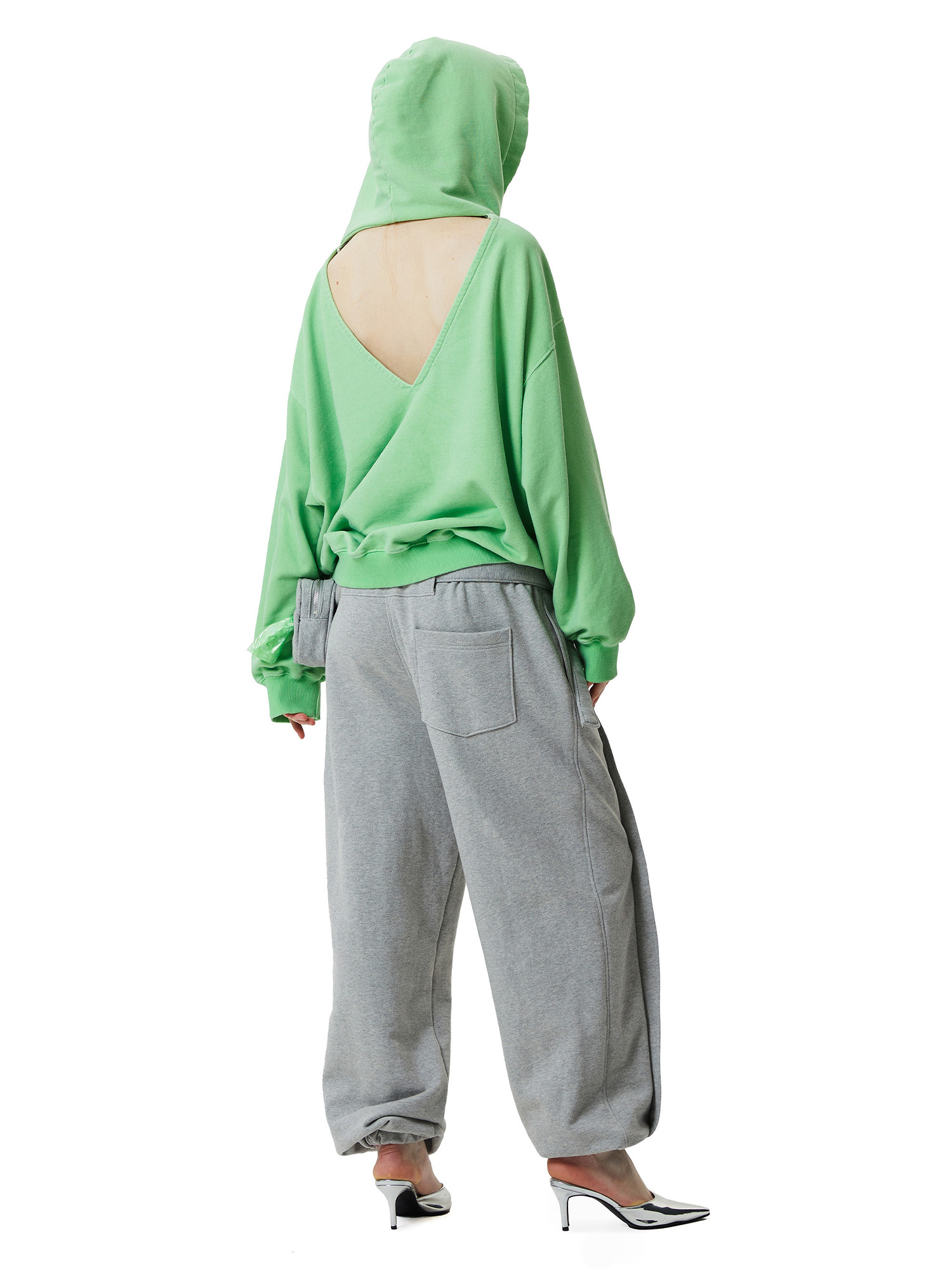 Cut-Out Pigment Hoodie - Green