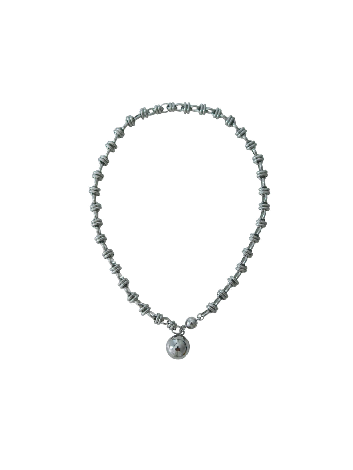 Layer Chain Ball Necklace - Silver