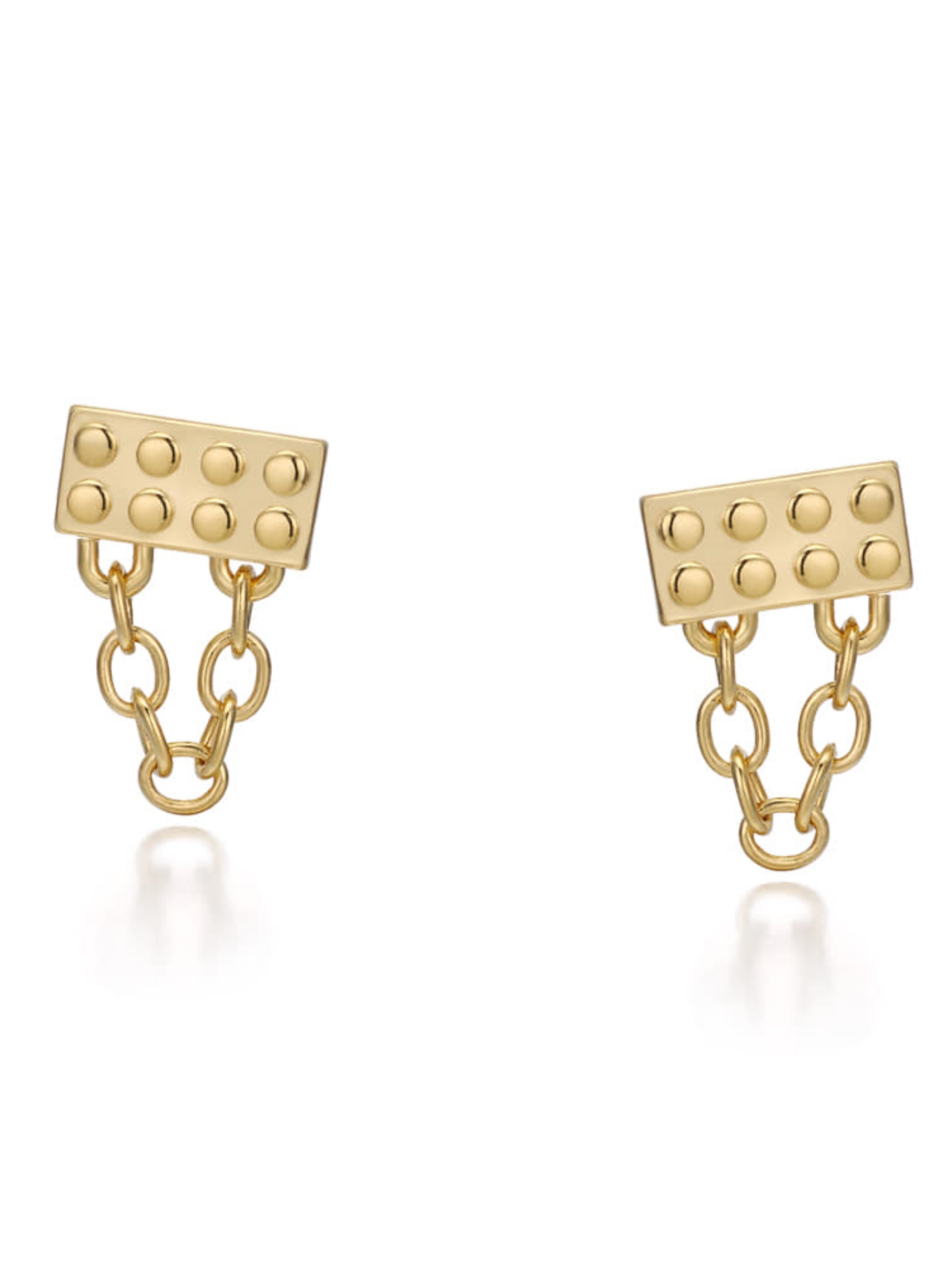 LEGO BLOCK Chain Drop Earrings Gold
