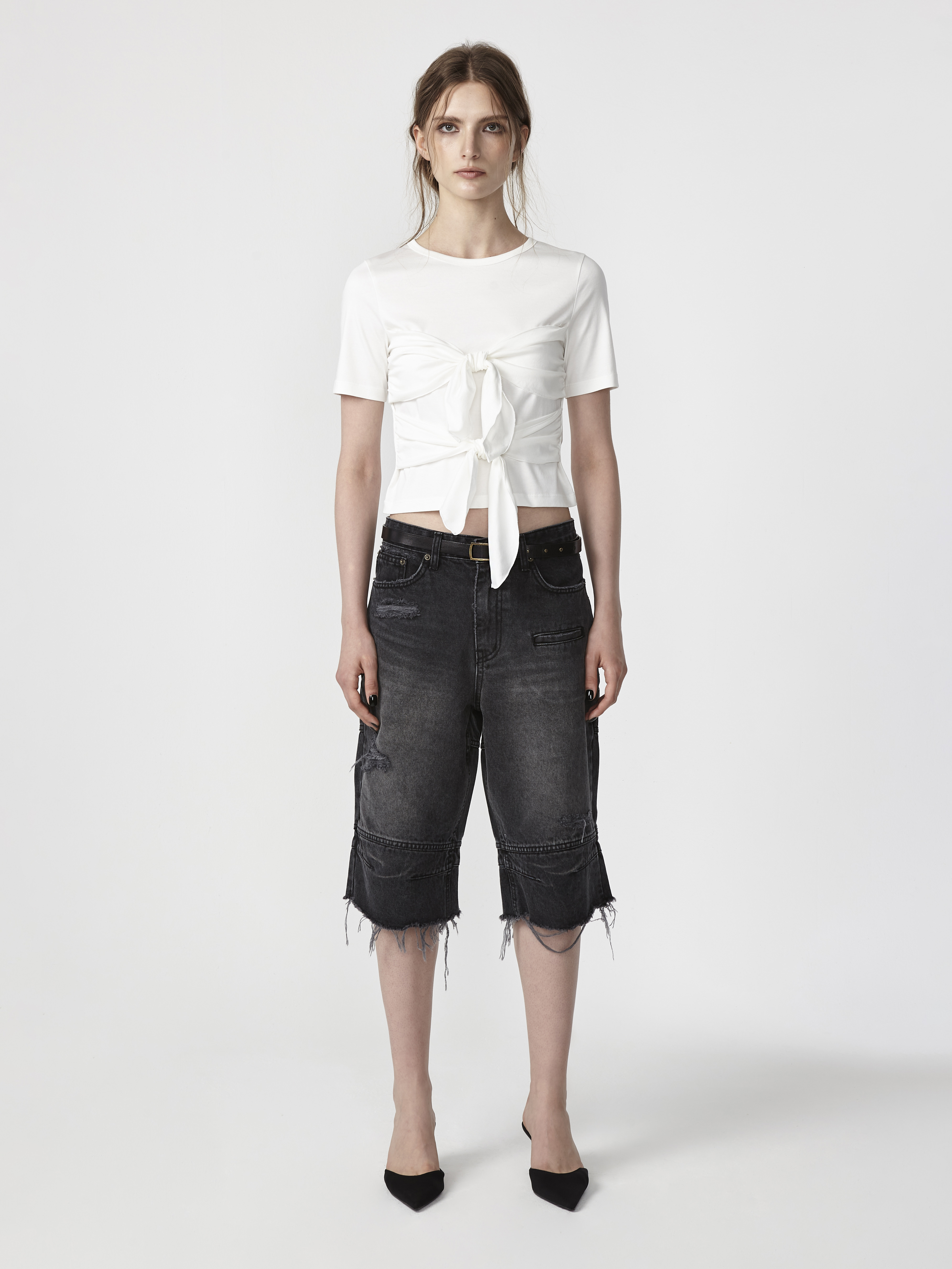 Knotted Slim T-Shirt - White
