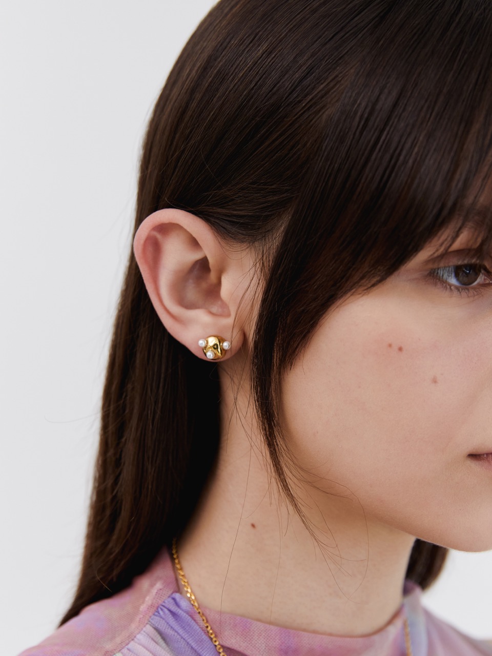 Bumpy Pearl Earring - Gold