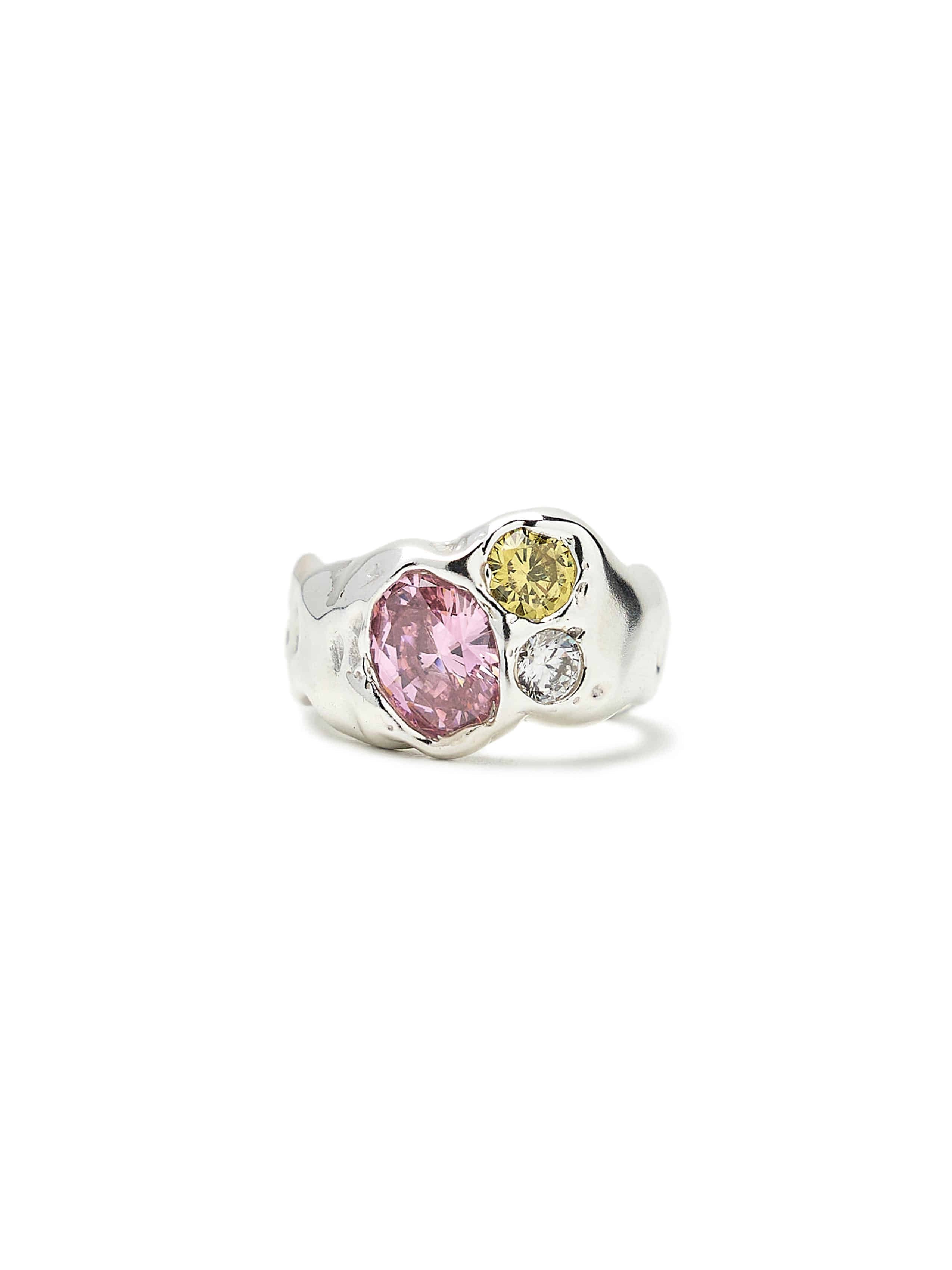 Three Stone Molten Ring_Pink