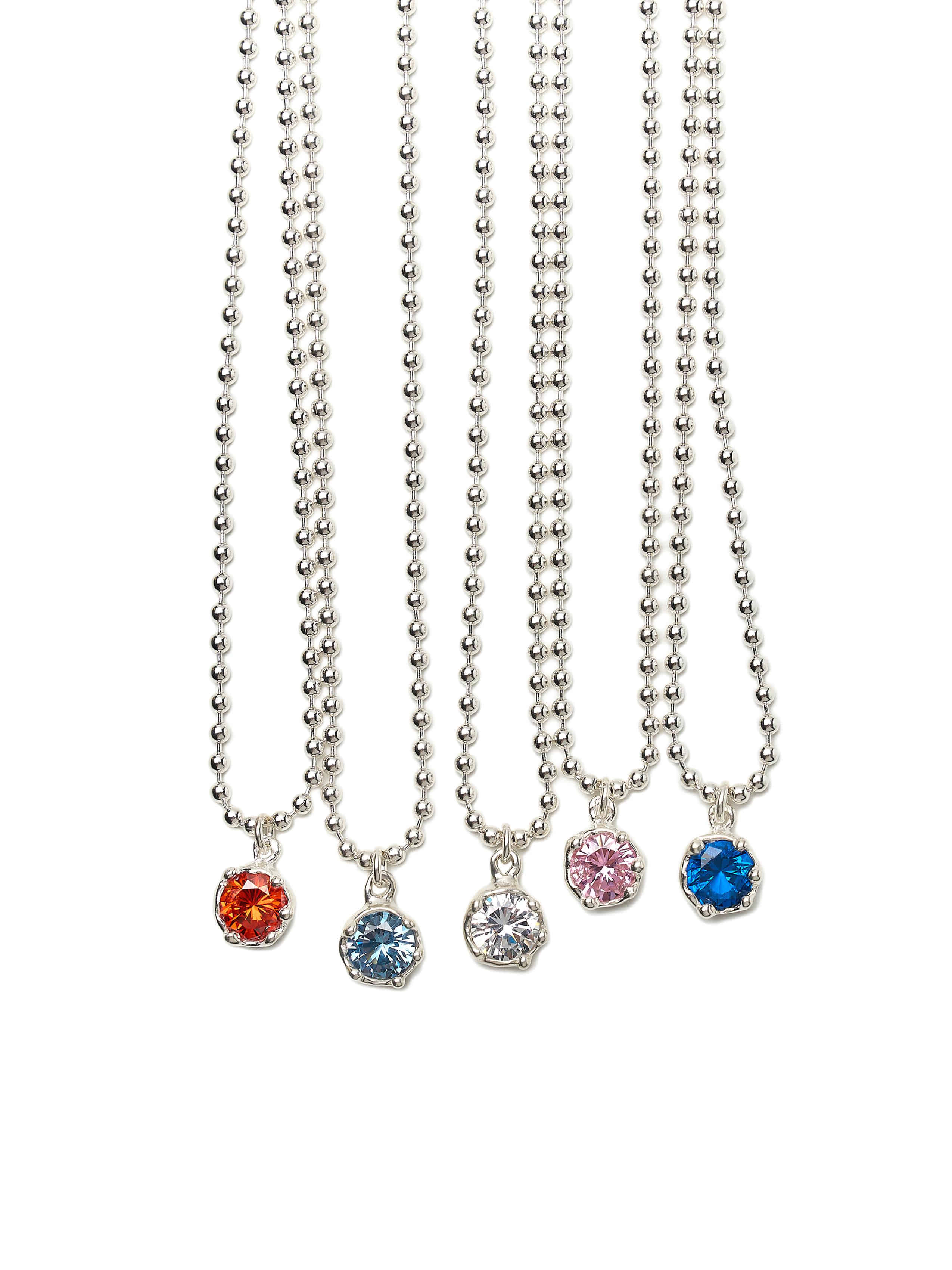 One Stone Ball Chain Necklace - 8mm
