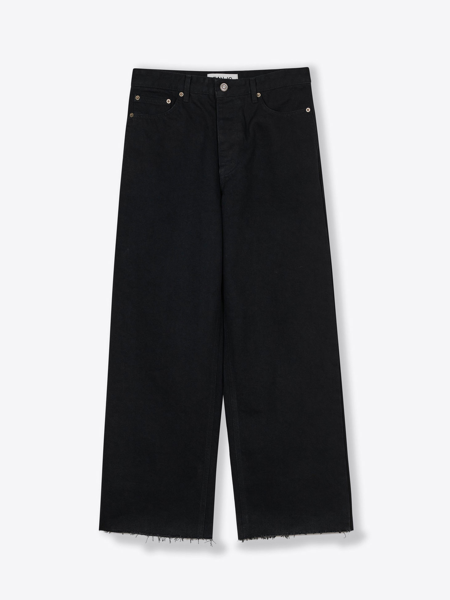 Low Waist Wide Jean In Black Cotton