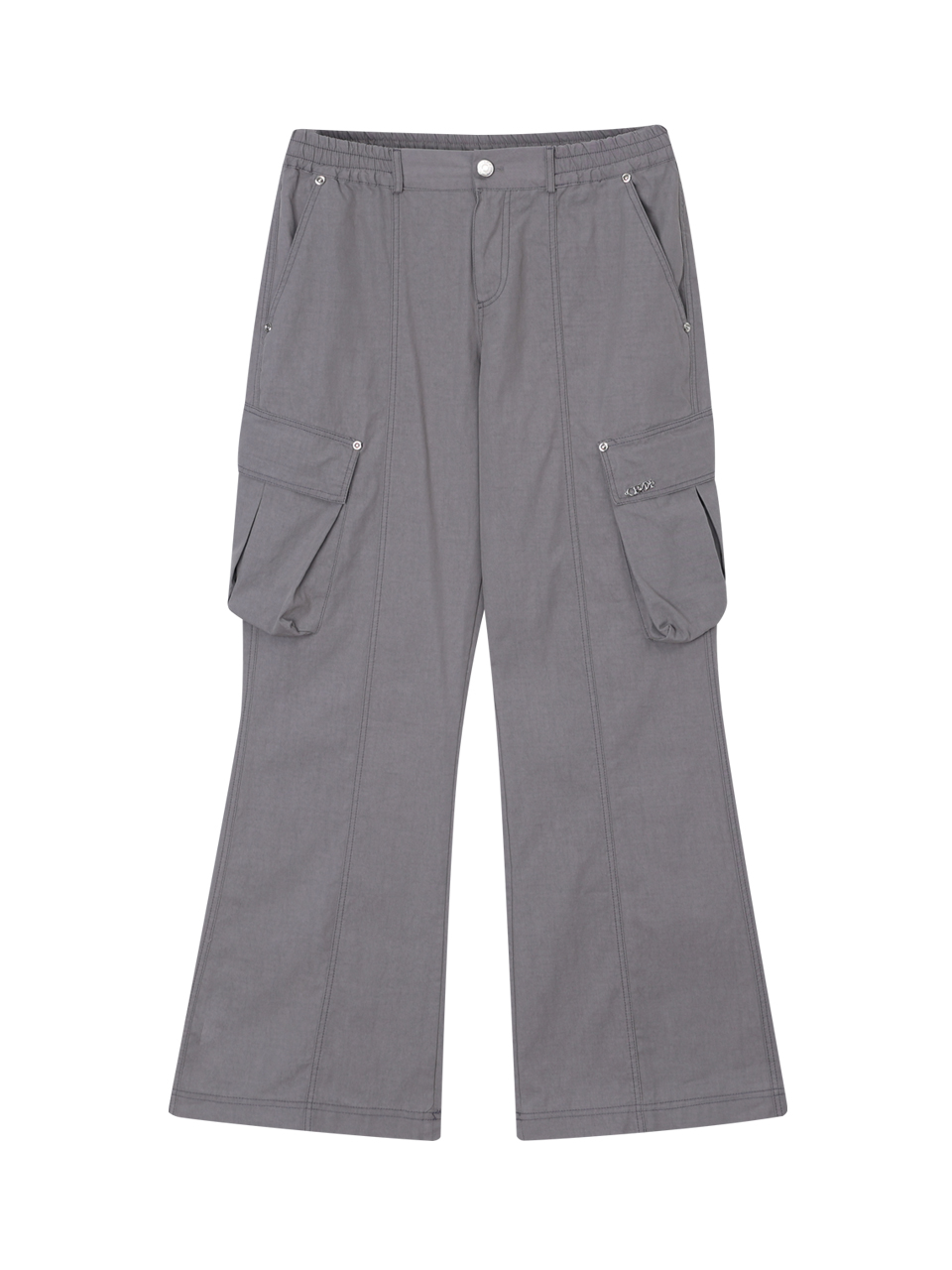 Washed Lowrise Lowrise Cargo Pants - Grey