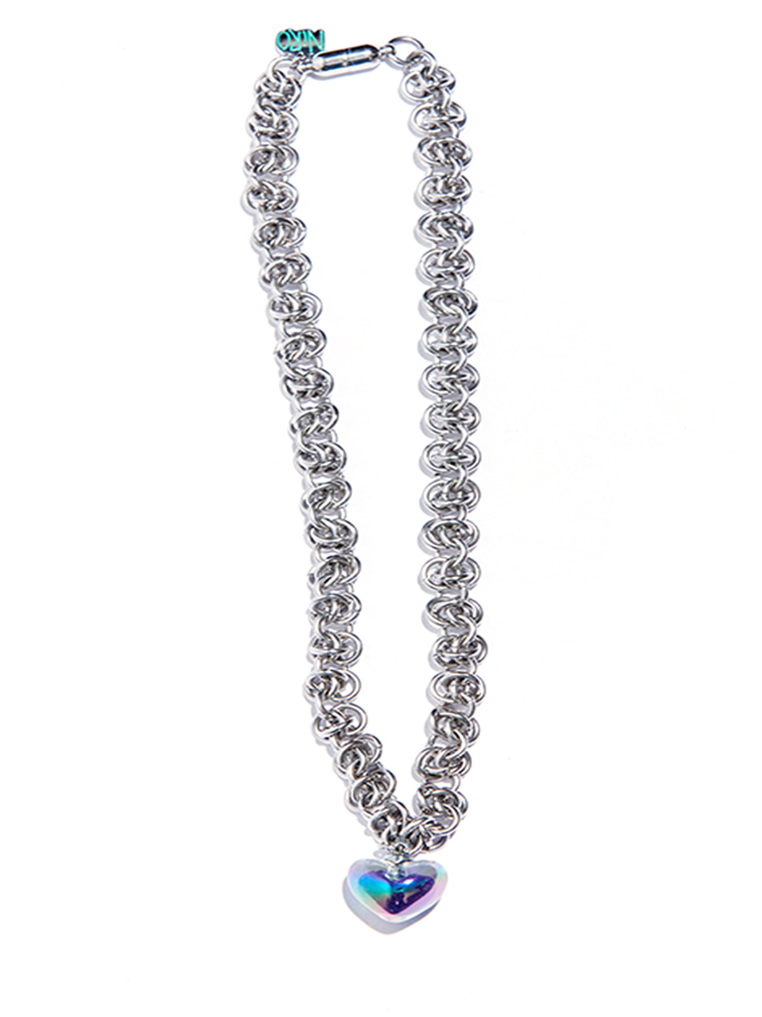 Hologram Heart Byzantine Chain Necklace #93