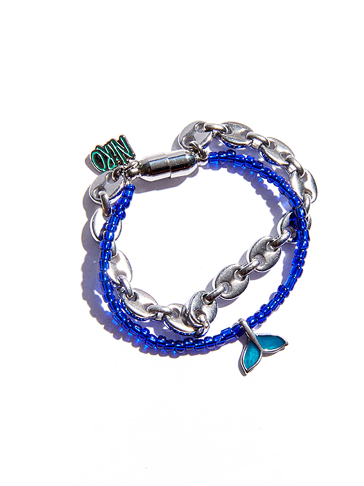 Eight Chain &amp; Dolphine Blue Beads Bracelet #77