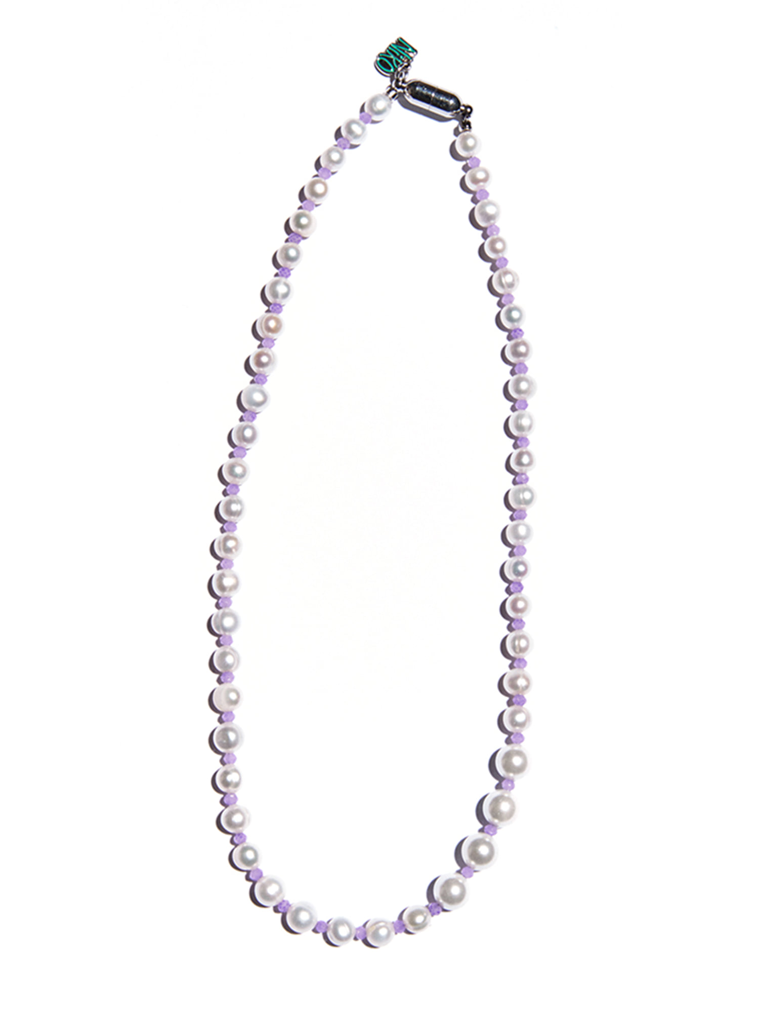 Purple Rondelle Beads Pearl Necklace #64