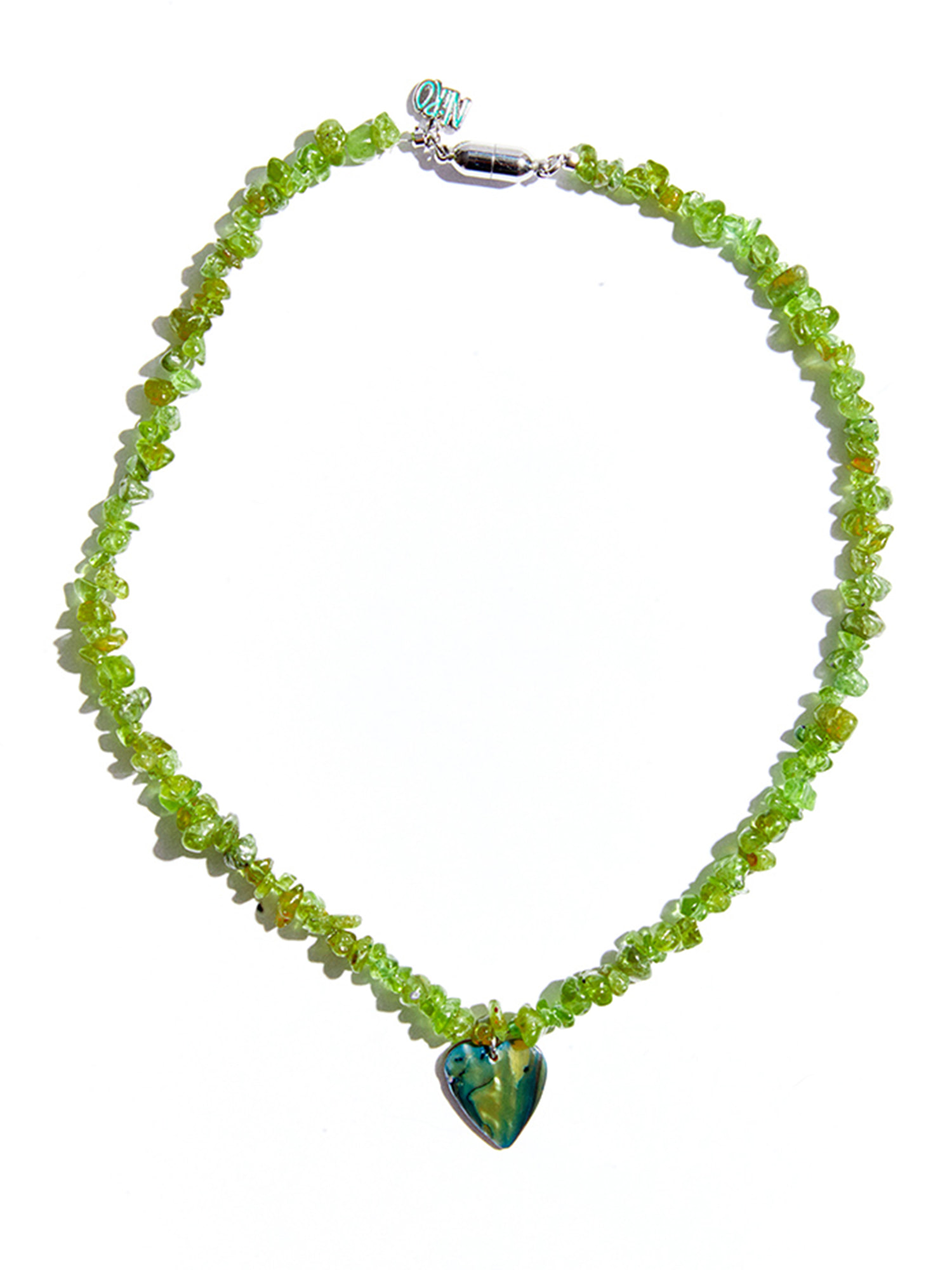 Heart Mother Of Pearl Peridot Necklace #75