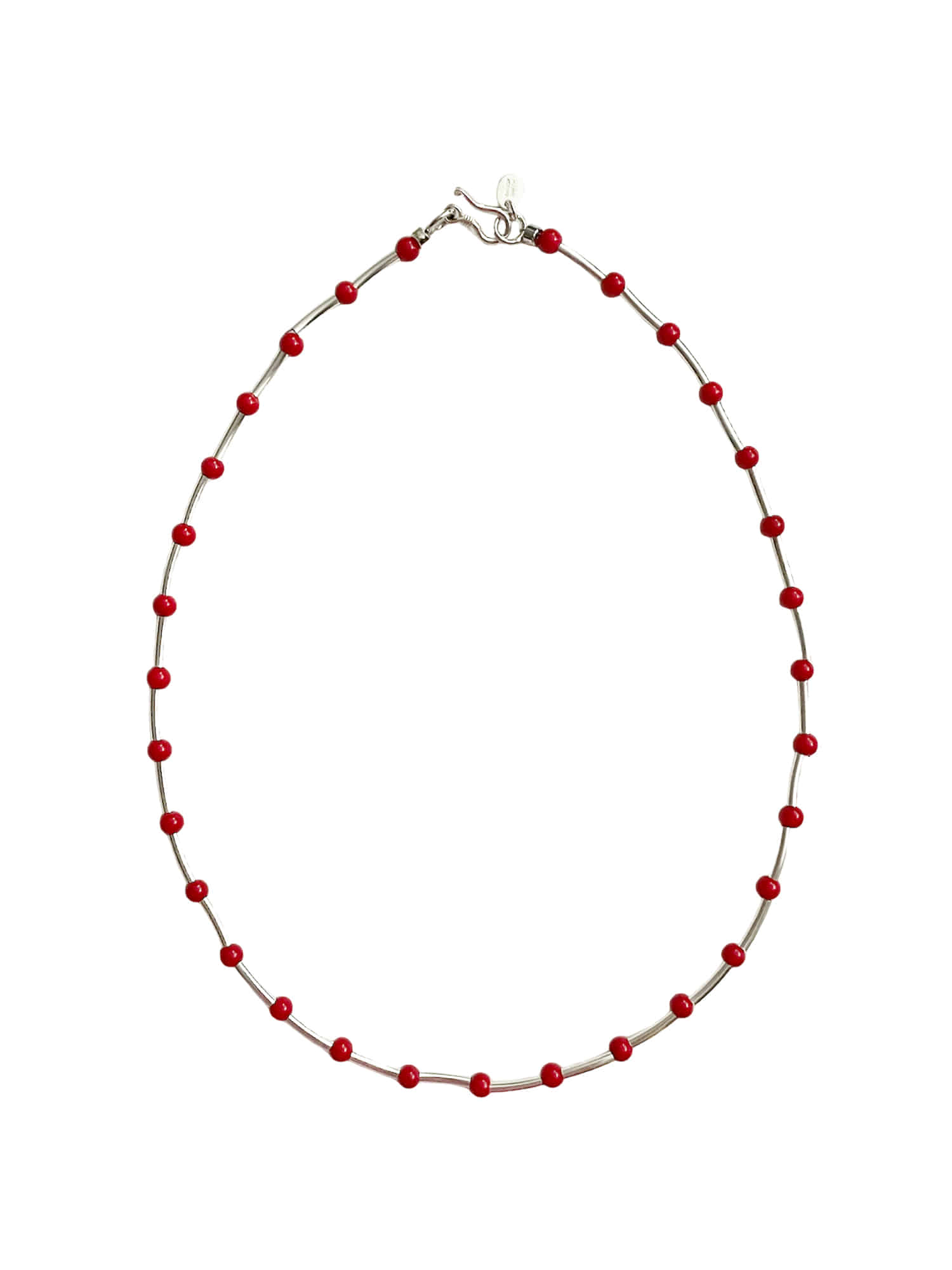 Deep Rose Red Dot Necklace