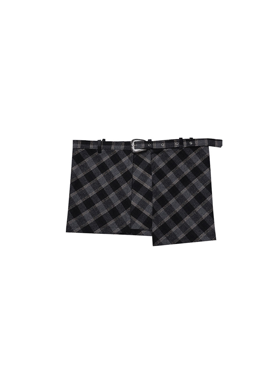 Layered Buckle Wrap Skirt - Black