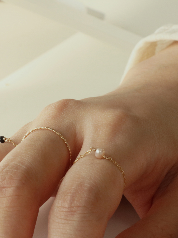 Pearl 14K Gold Filled Chain Ring