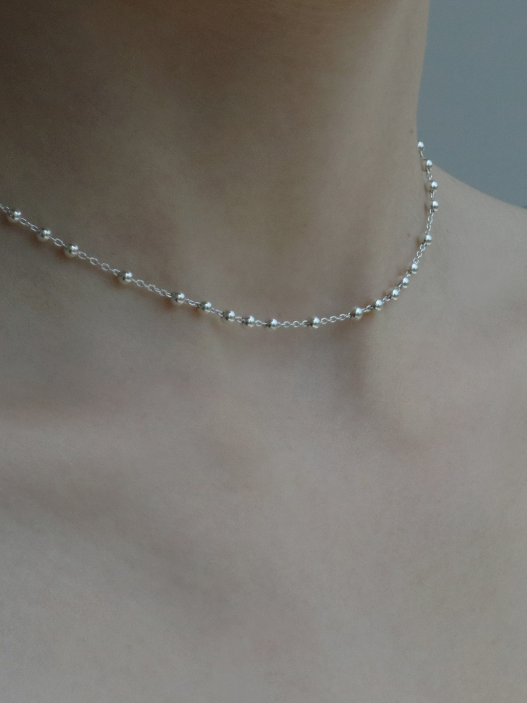 Silver Ball Chain Necklace(Choker)