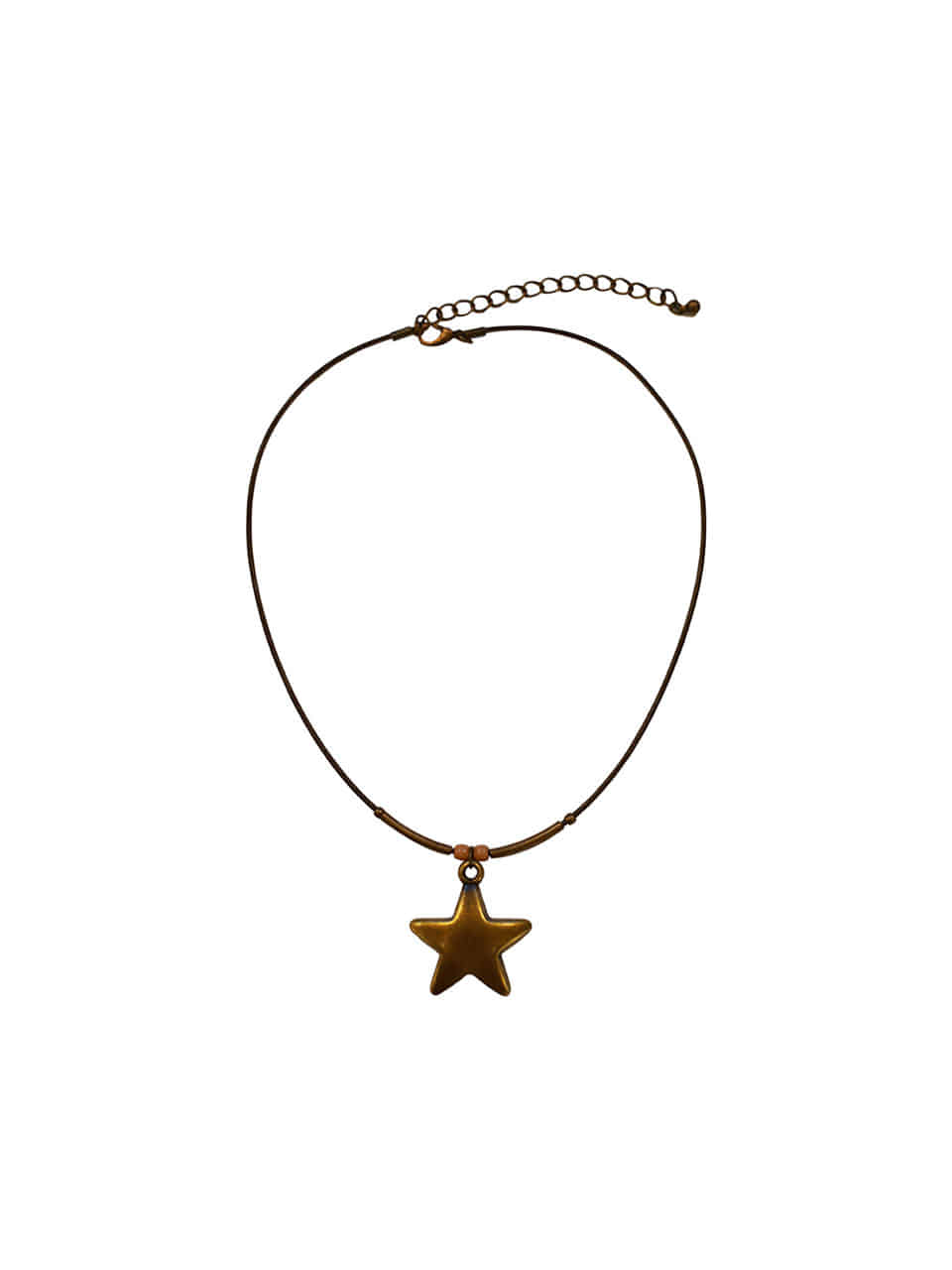 Bold Star Necklace - Brown Antique
