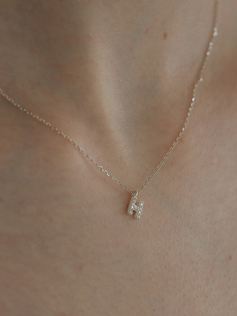 Silver Initial Cubic Necklace