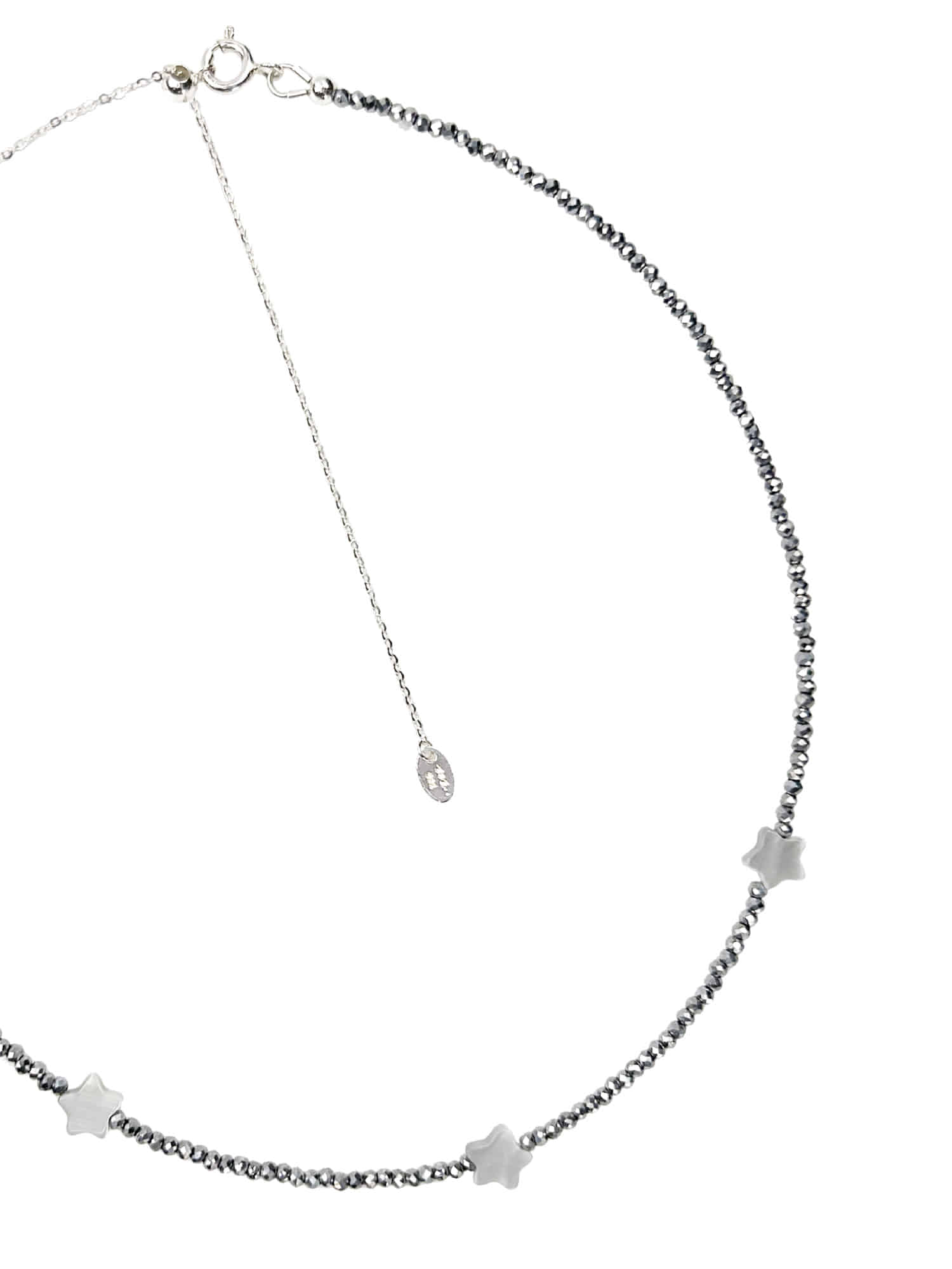 Cat&#039;s-Eye-Stars Beads Necklace (Silver)
