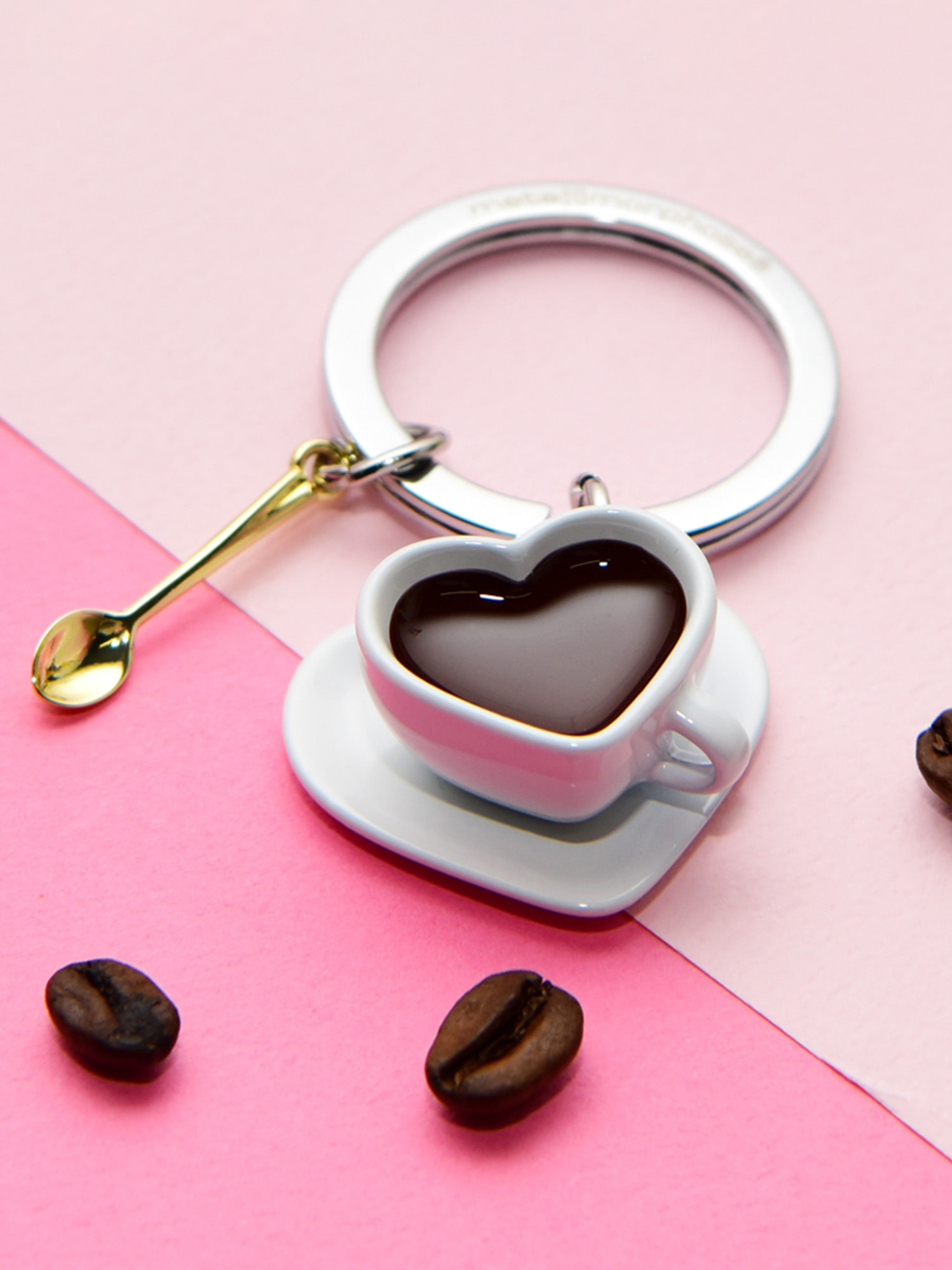Keychain - Love Coffee &amp; mini spoon