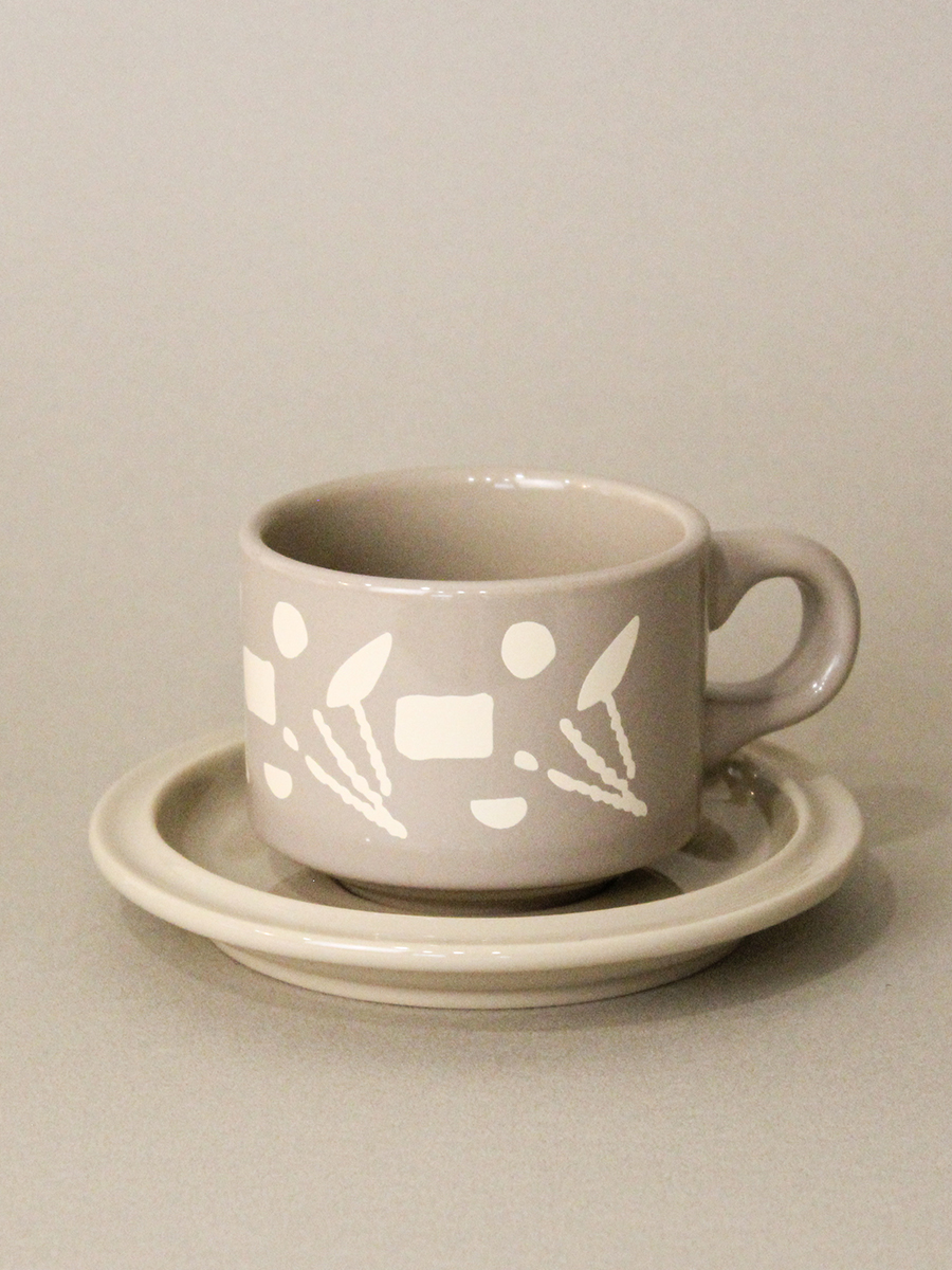 [three lines] pattern cup &amp; plate