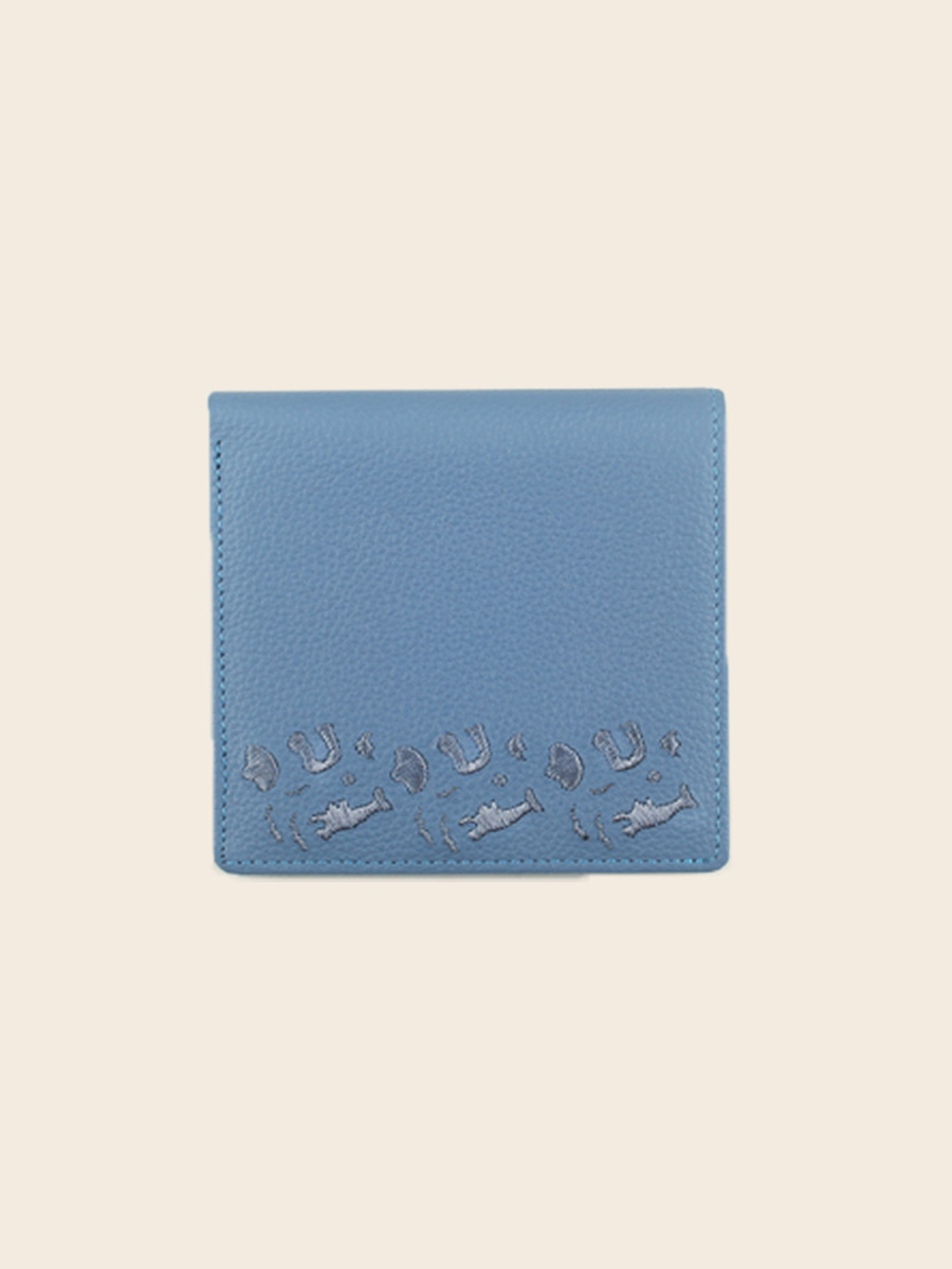 [grandma shark, baby elephant] wallet_ocean blue