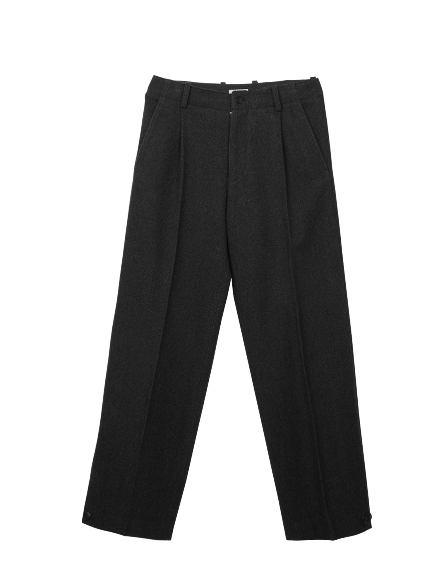 Side Slit Button Up Wool Pants - Brown