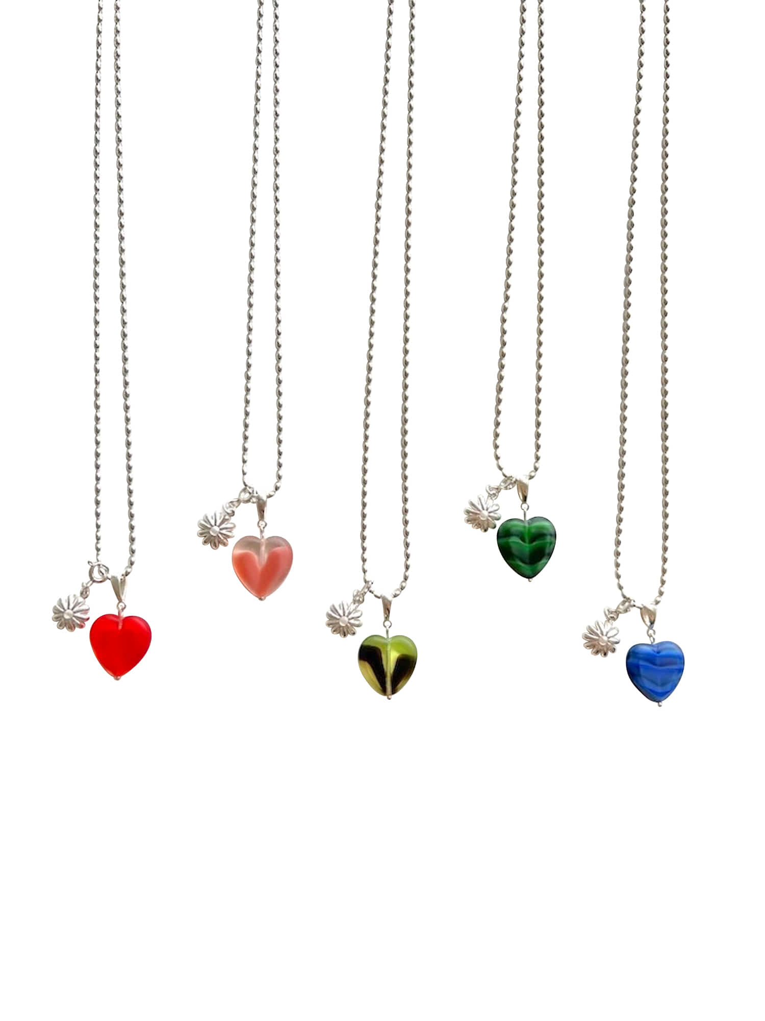 Glass Heart Necklace - 5 Colors