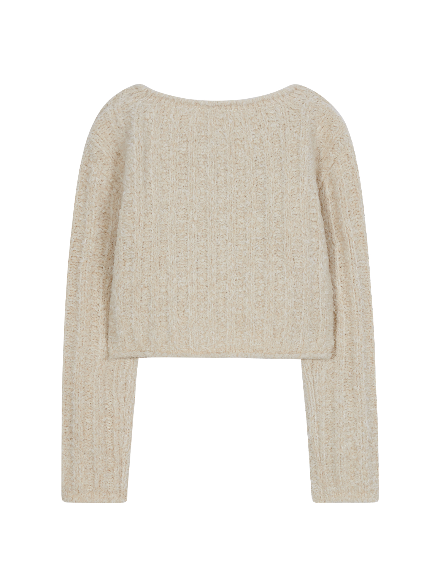 One Off Shoulder Boucle Knit - Oatmeal