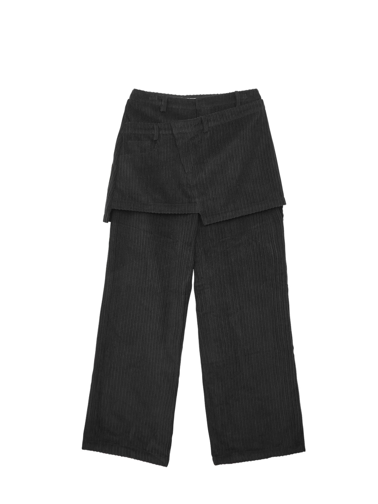Double Layered Corduroy Pants - Black