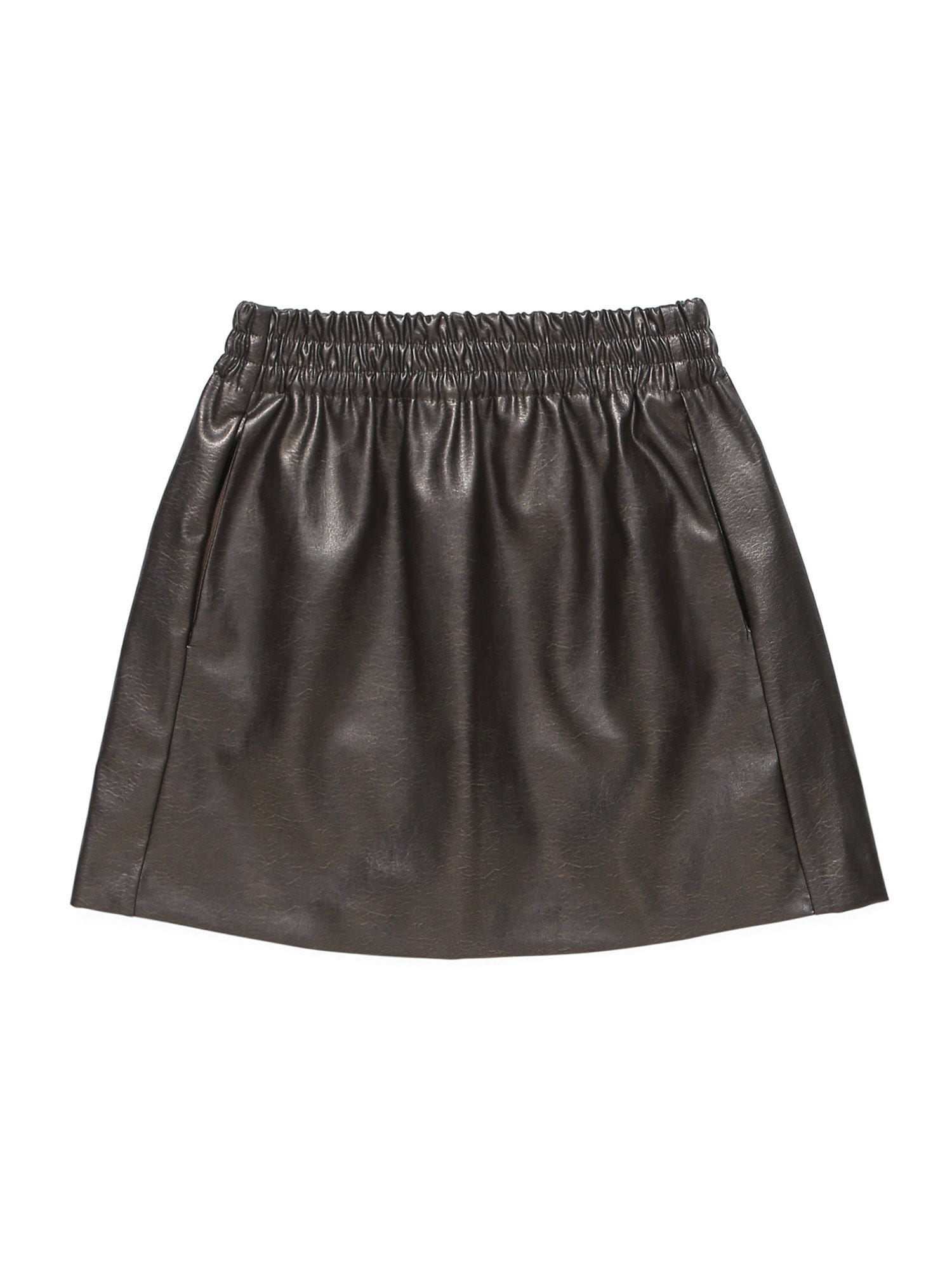 Eco Leather Mini Skirt - Brown