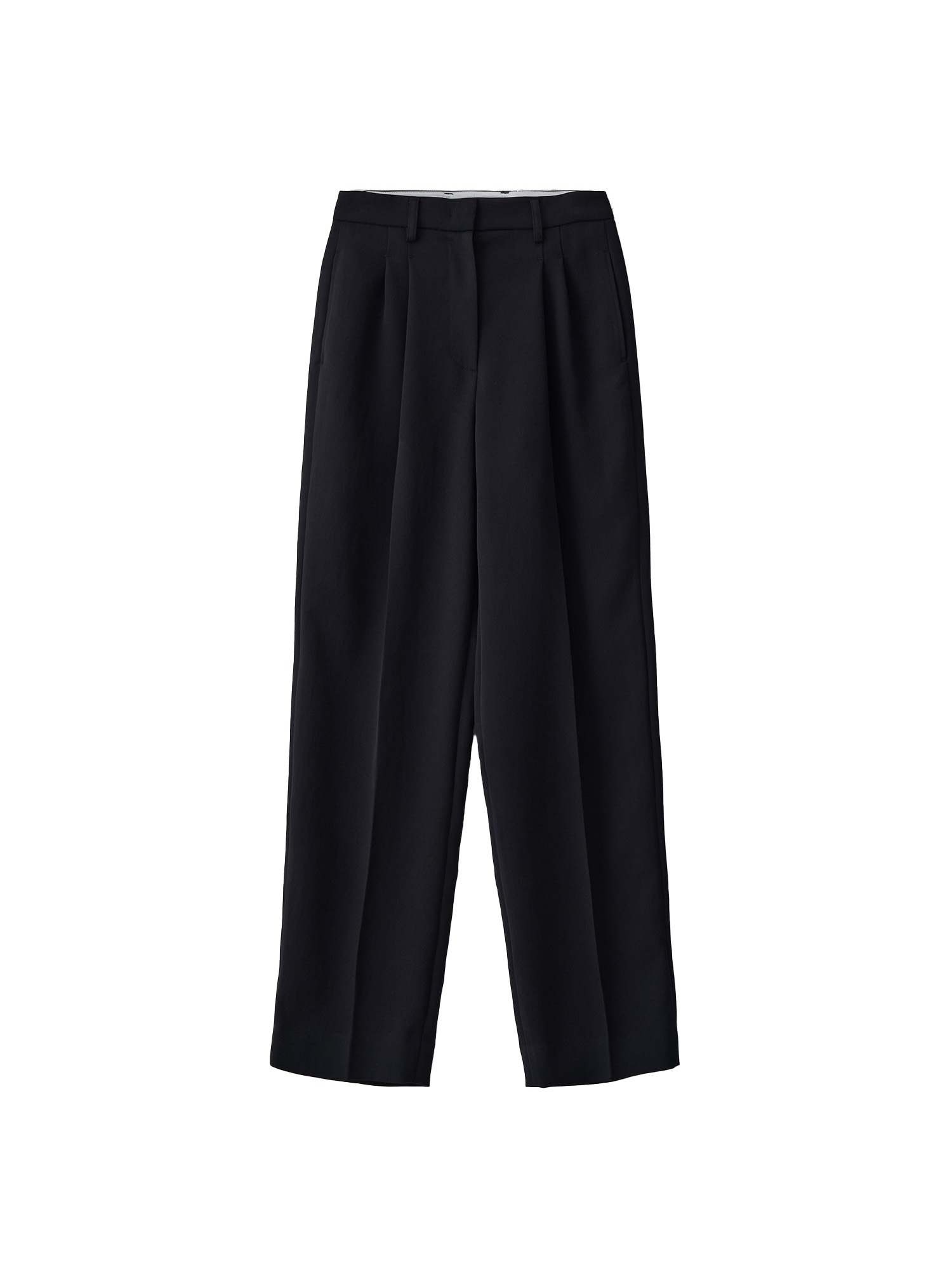 Relaxed Fit Two Tuck Pants - Black
