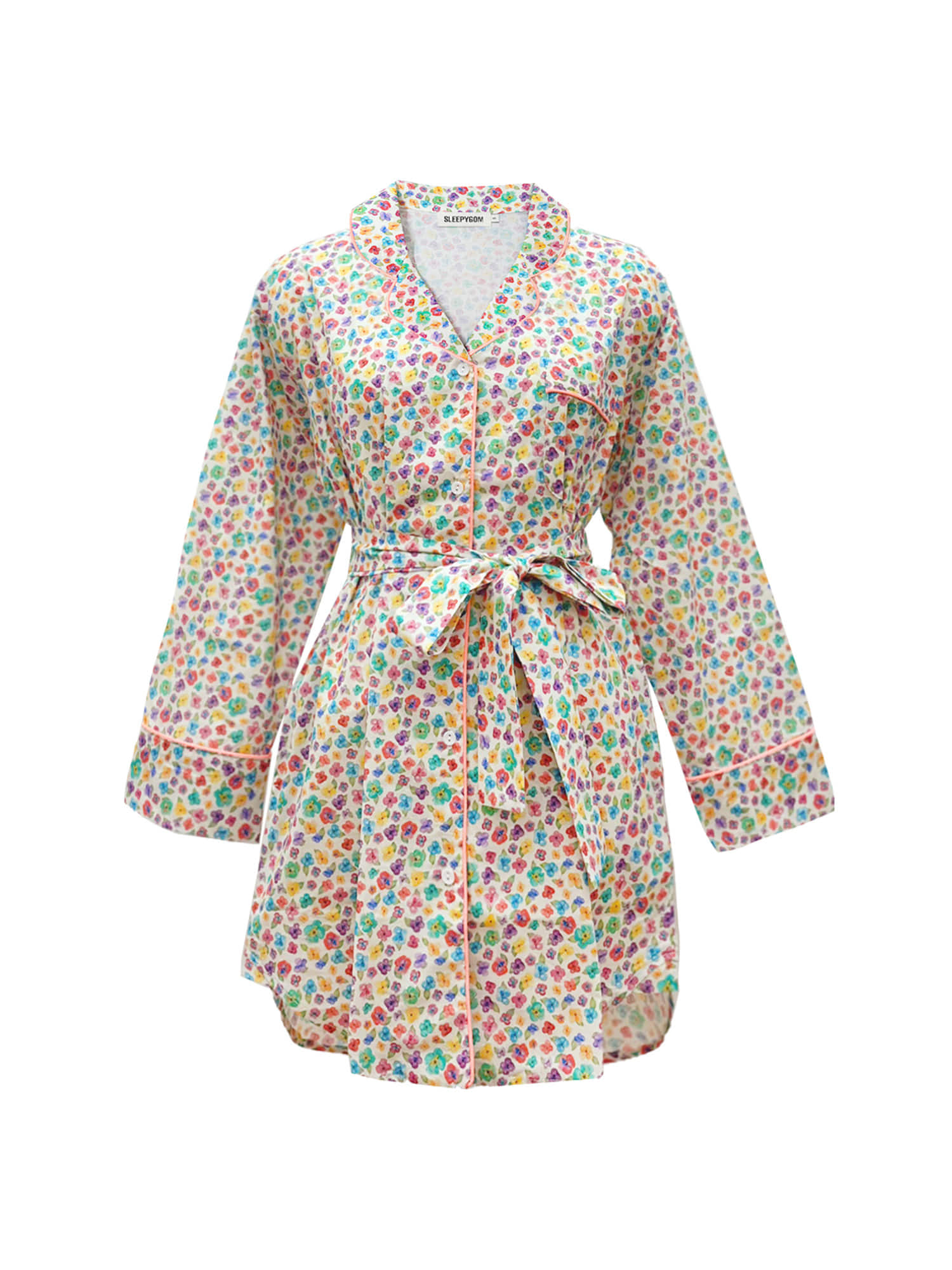 Flowering Pajama Shirt Mini Dress