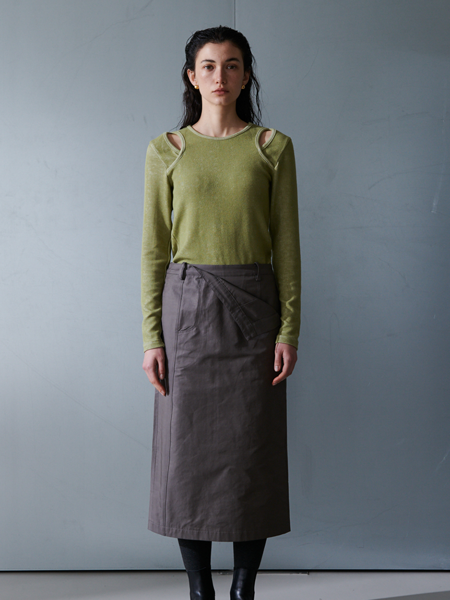 Double Layer Folded Skirt - Grey